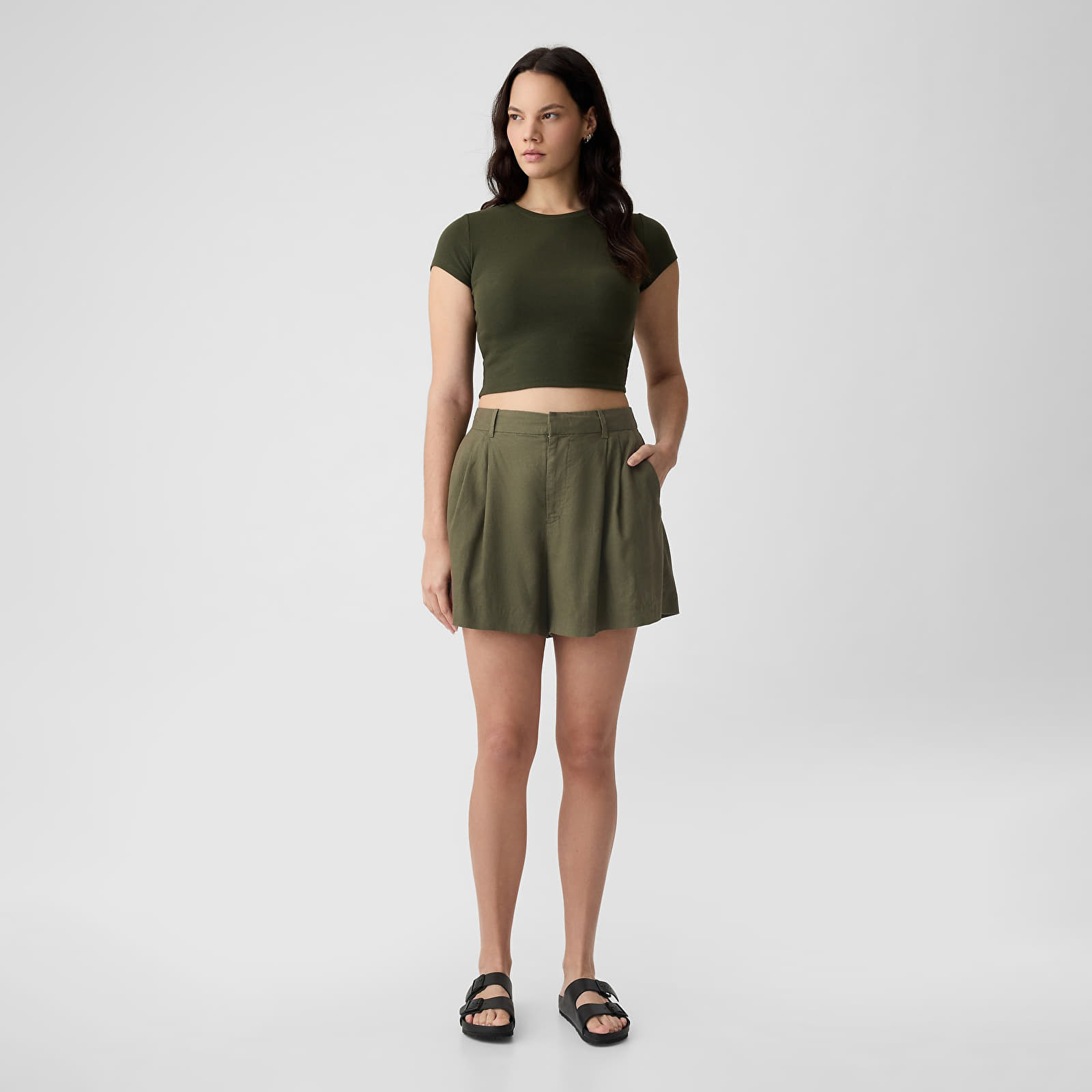 Shorts GAP 4 Inch Linen Short Olive Night