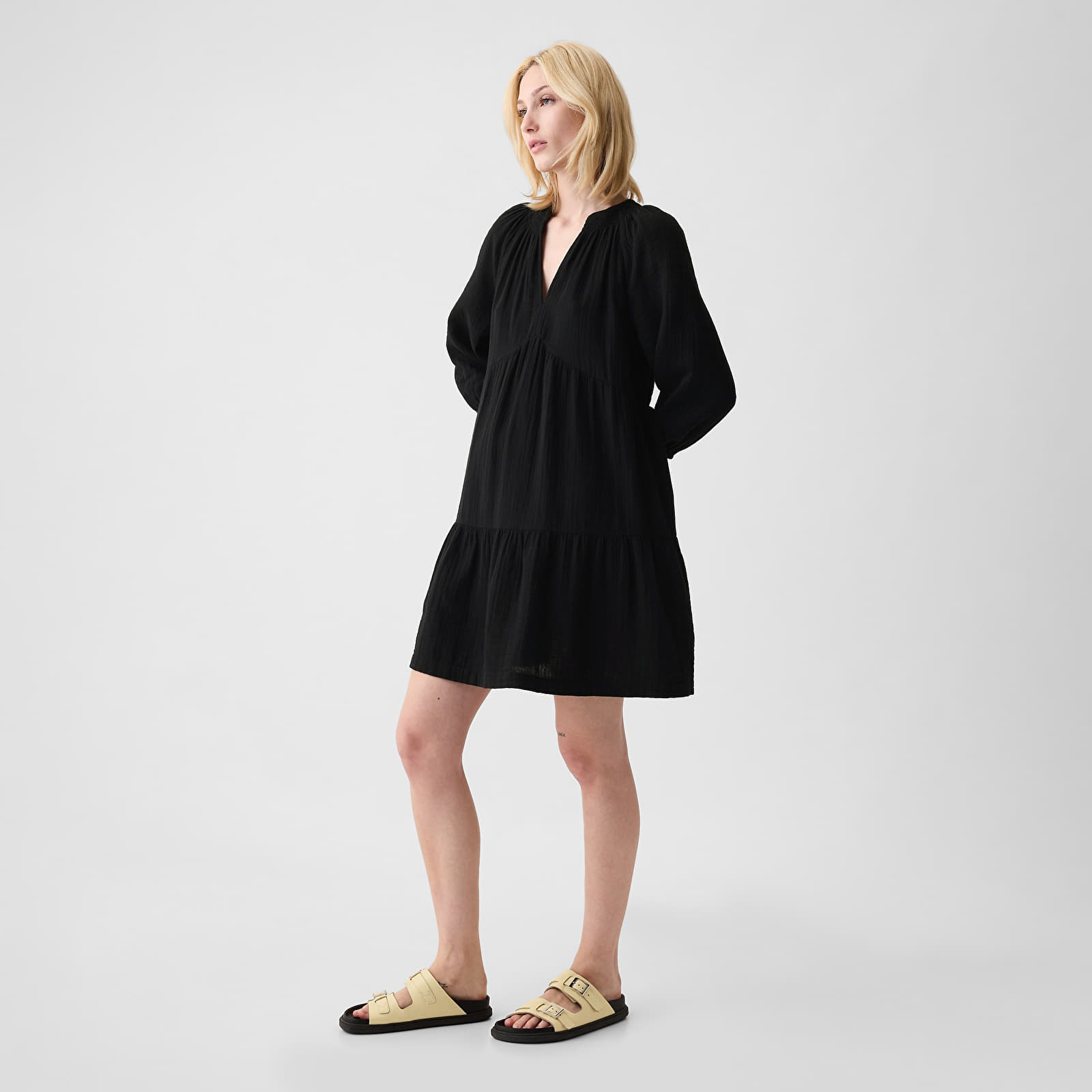 Dresses GAP Longsleeve Gauze Mini Dress Black