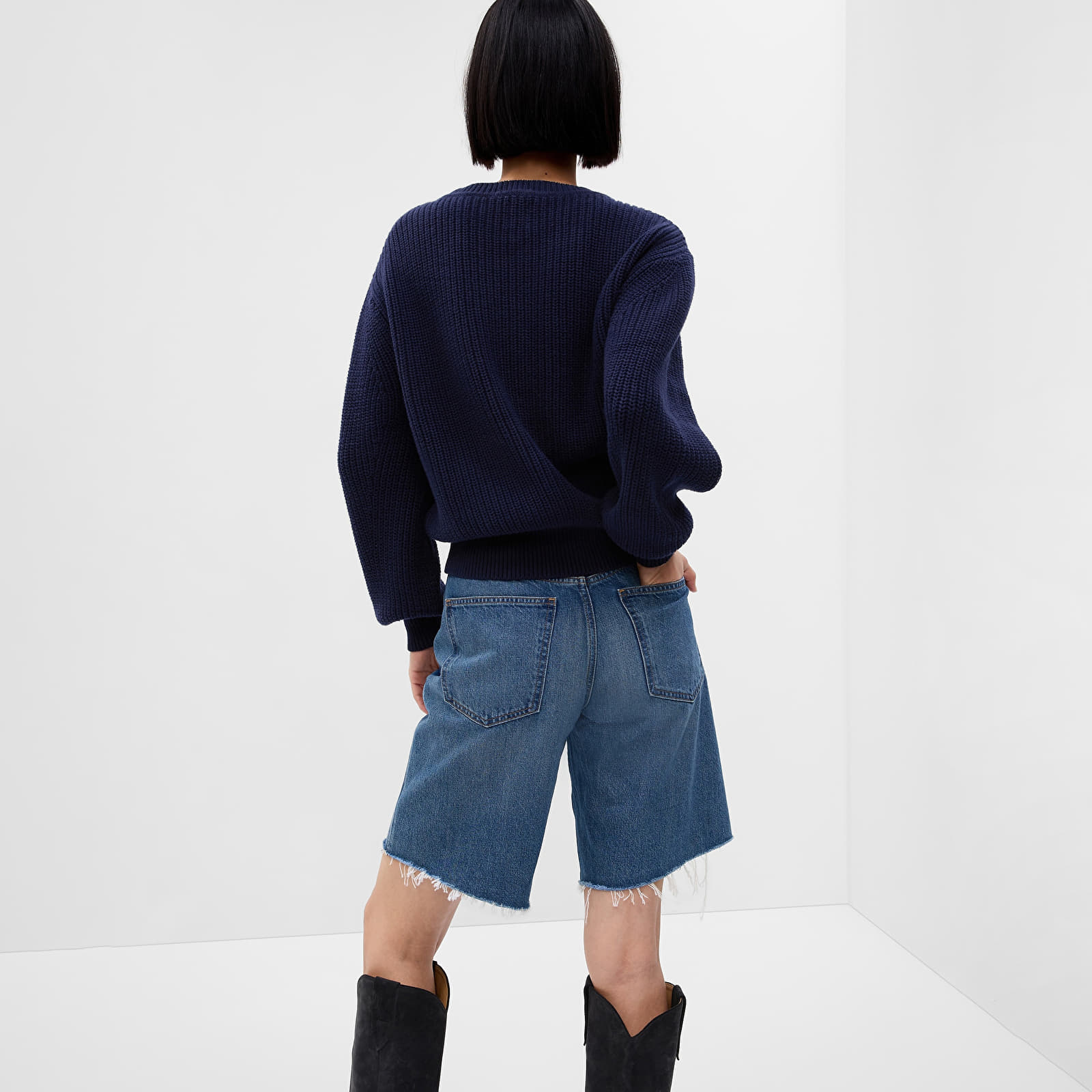Sweaters GAP Classic Cotton Crewneck Sweatshirt Navy Uniform