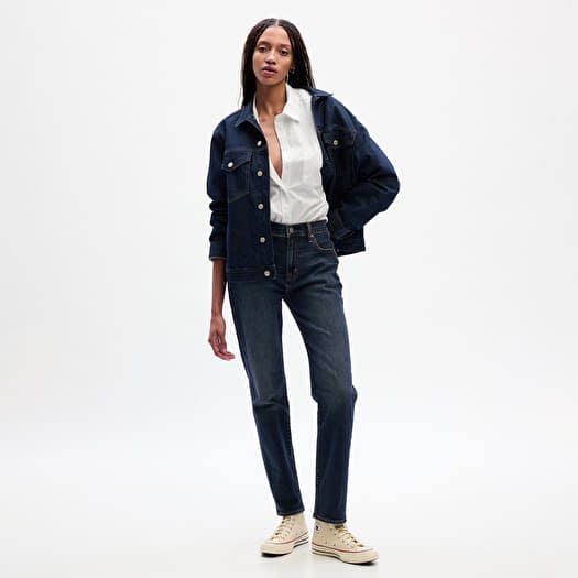GAP Denim Pants Girlfriend - Mid Rise Dark Wash
