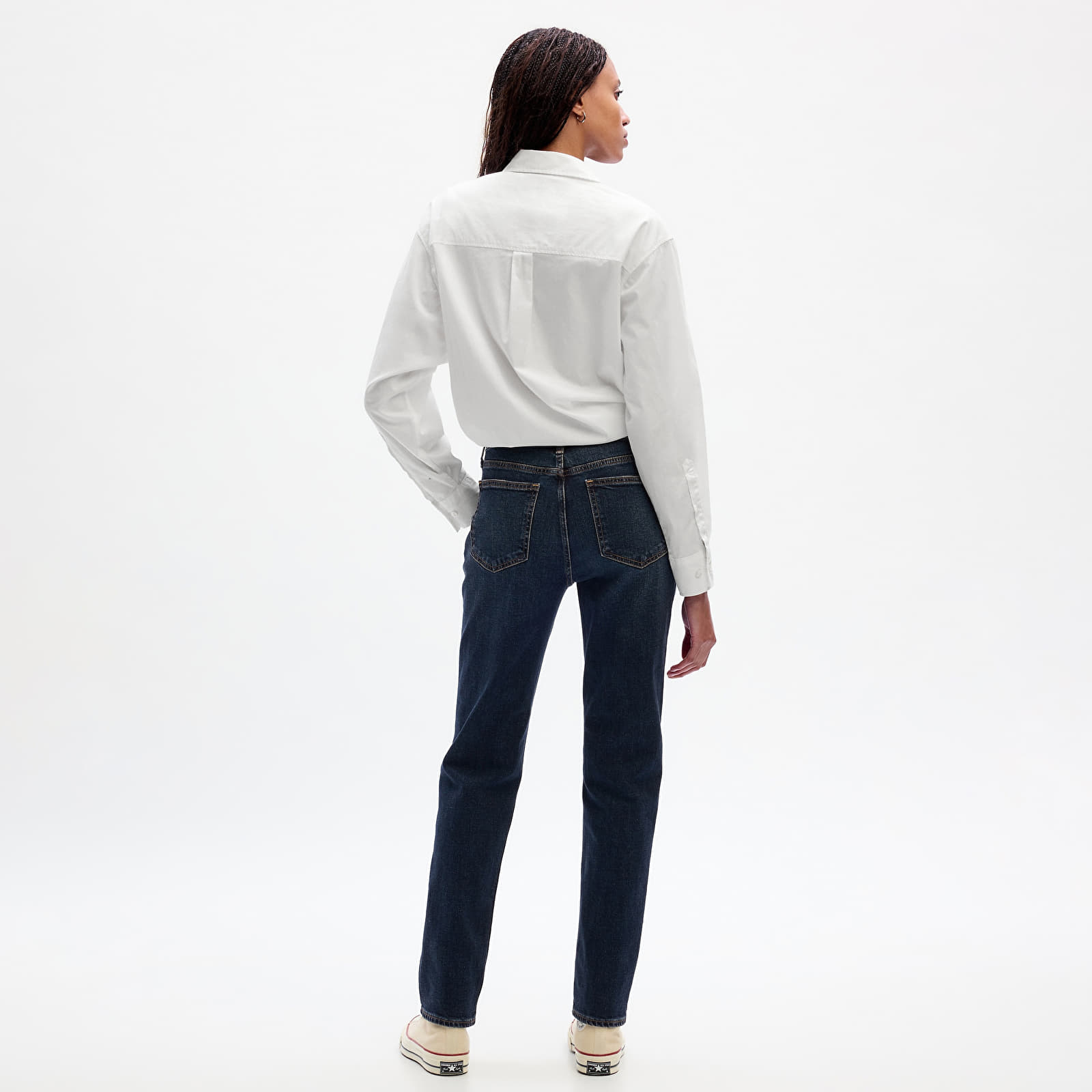 Broek GAP Denim Pants Girlfriend - Mid Rise Dark Wash