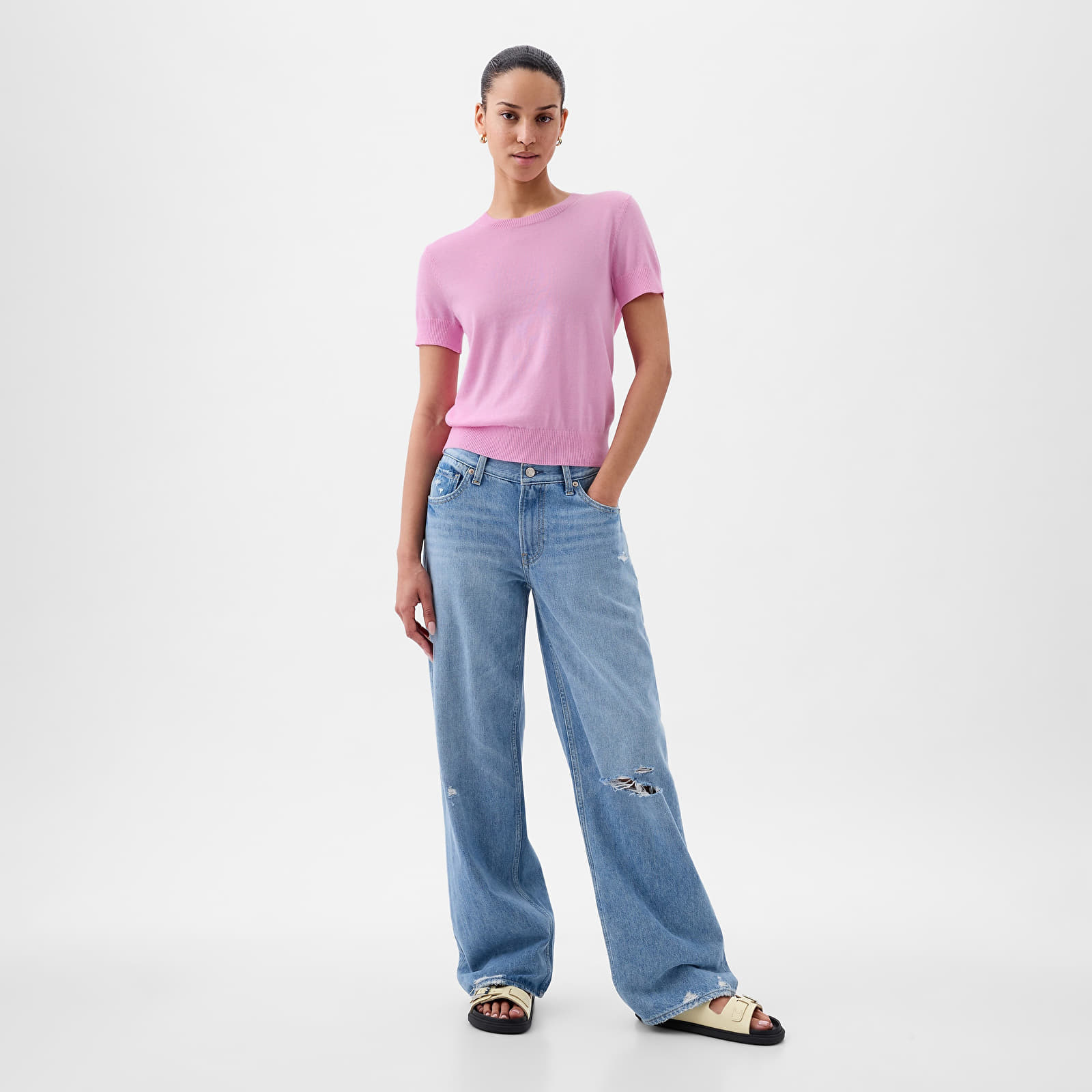 T-shirts GAP Shortsleeve Cashsoft Baby Tee Sugar Pink