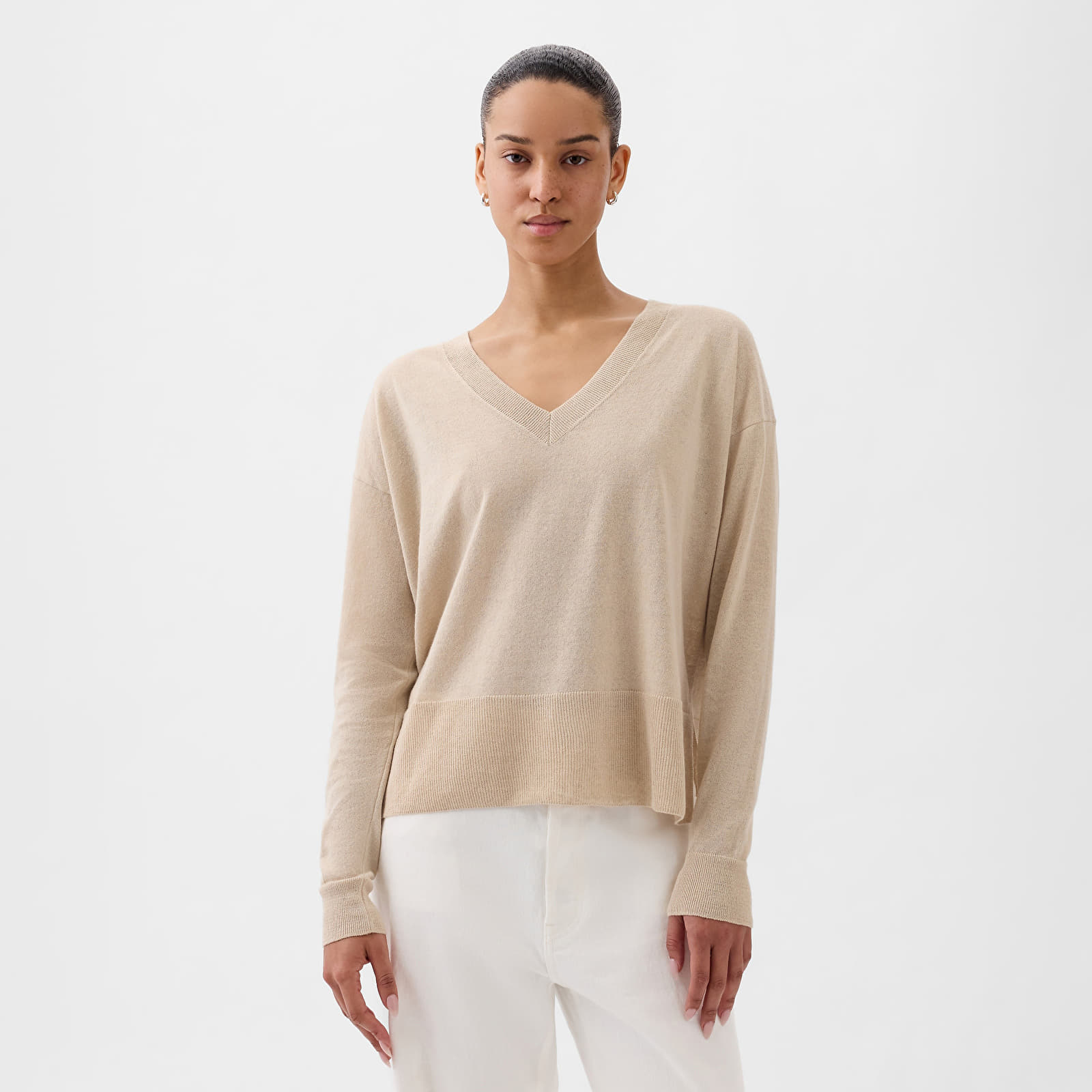 Hoodies and sweatshirts  GAP Longsleeve Linen Split Hem Pullover Sweater Bedrock 291