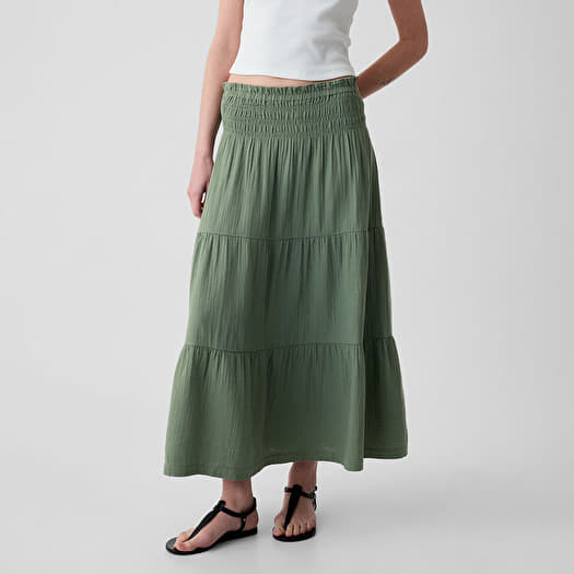 Skirt GAP Pull On Gauze Maxi Skirt Laurel Wreath Green 17-6