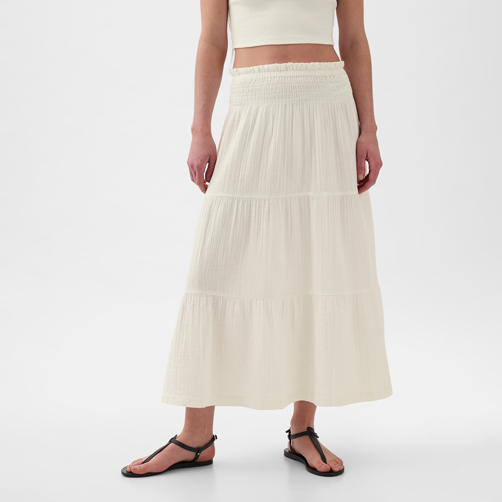 GAP Pull On Gauze Maxi Skirt New Off White