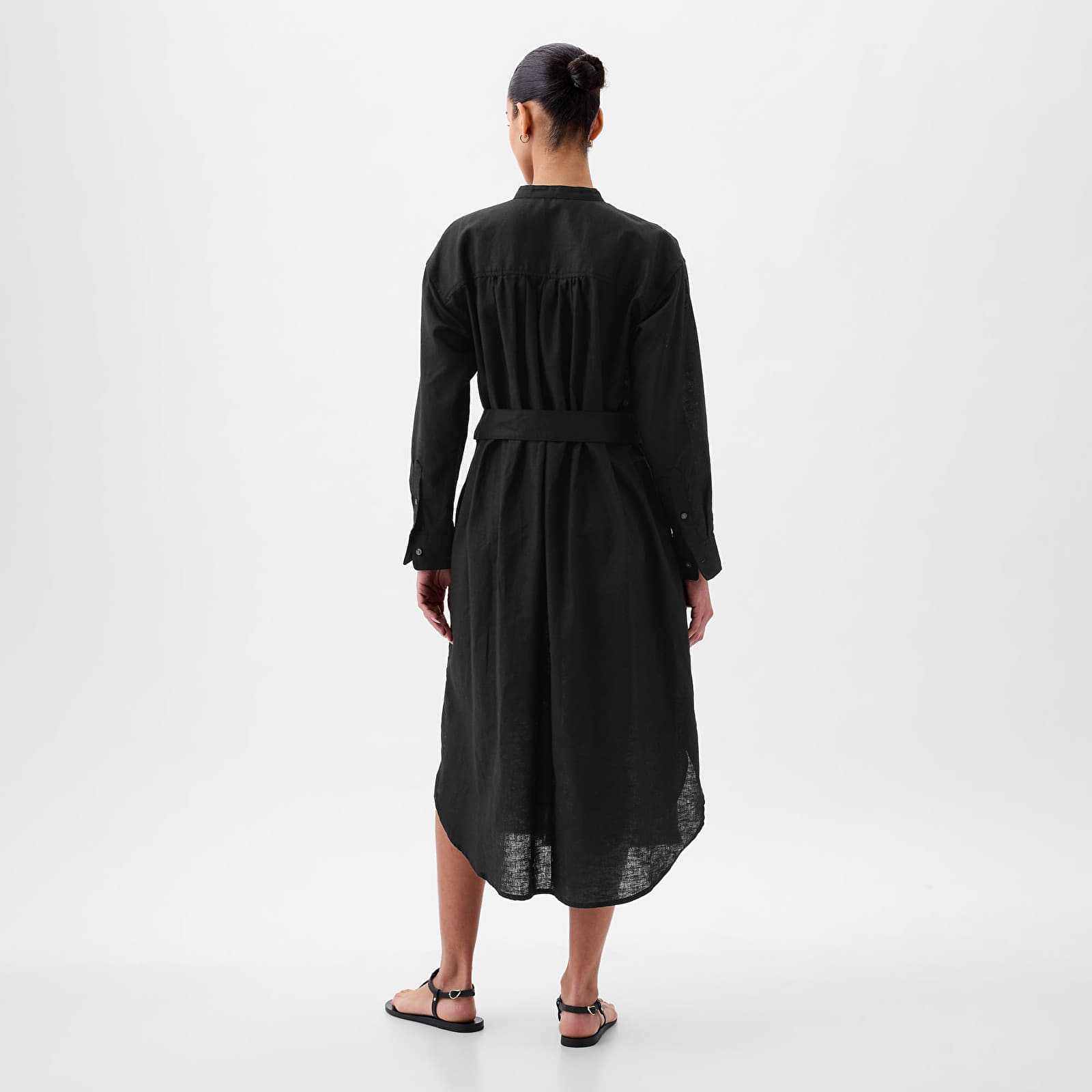 Rochie GAP Longsleeve Linen Maxi Dress Black - 1 | YEO