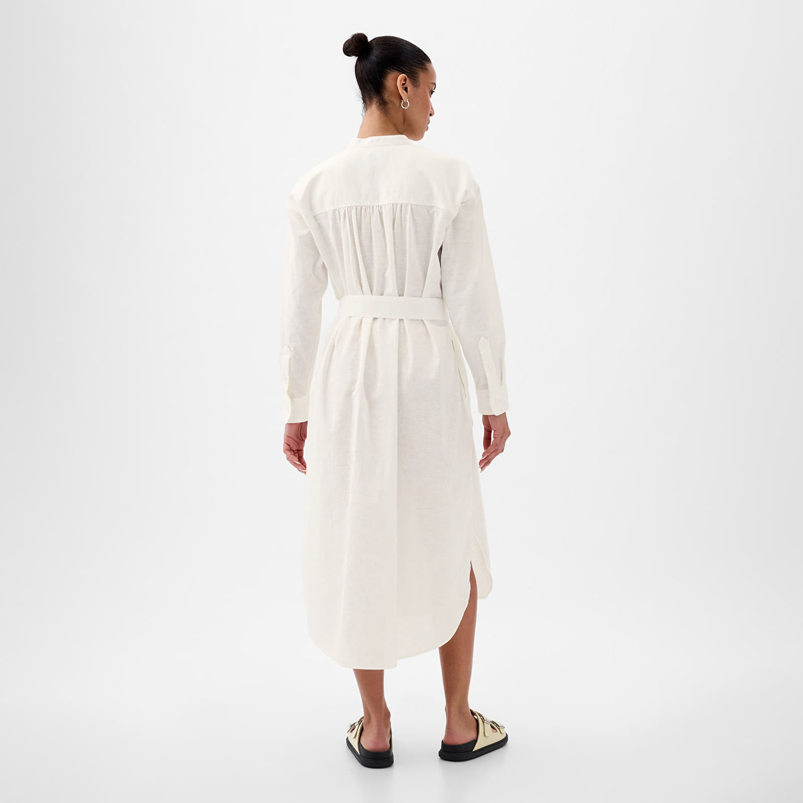 Rochie GAP Longsleeve Linen Maxi Dress New Off White - 1 | YEO