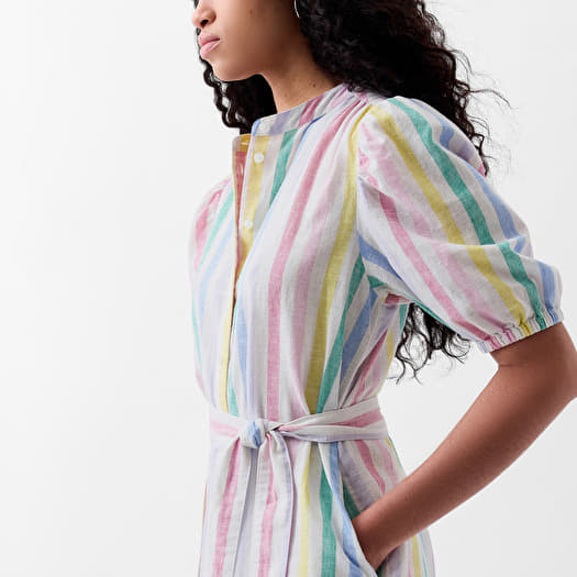 GAP Shortsleeve Puff Sleeve Linen Shirtdress Sp Mar Mlt Strp | Queens