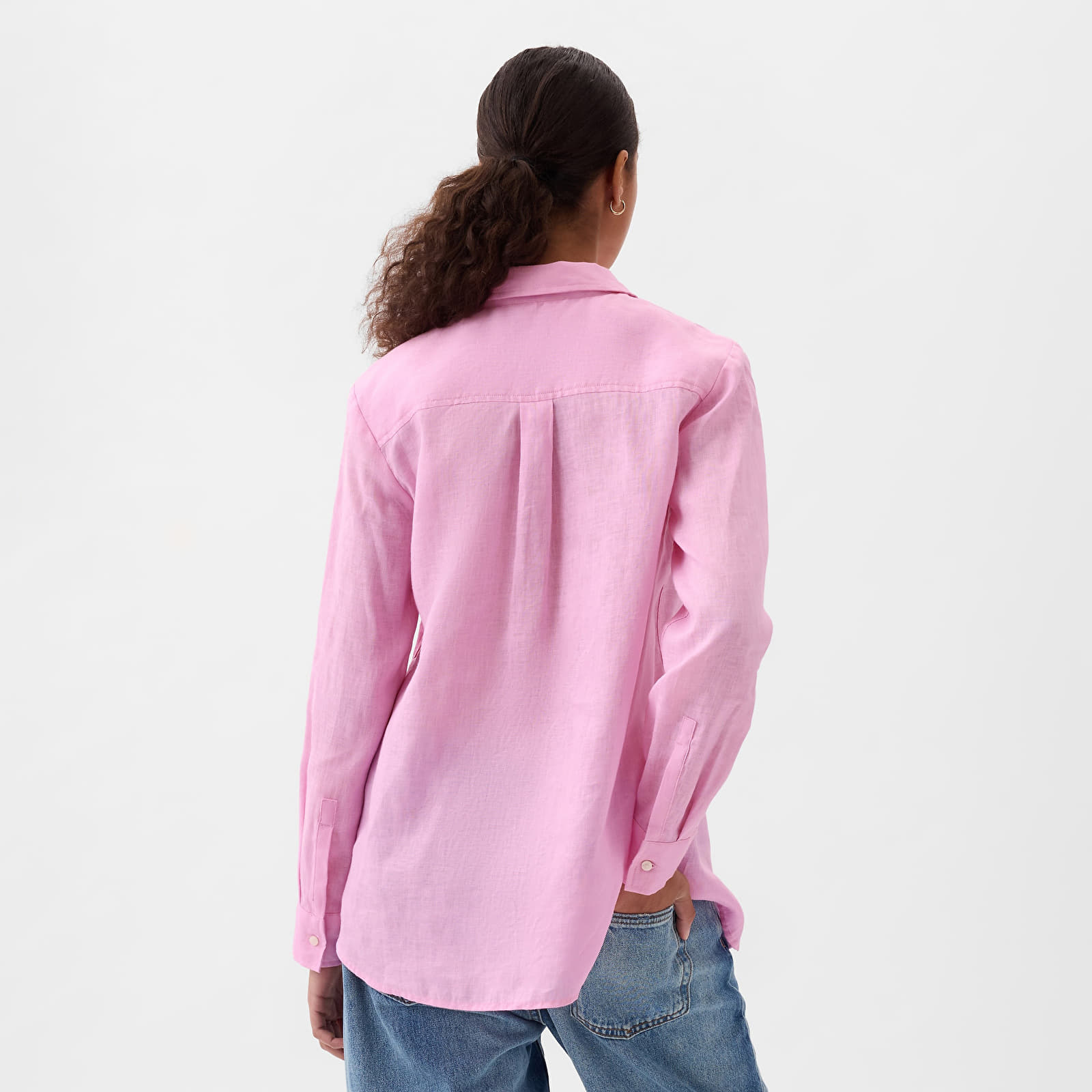 Overhemden GAP Linen Boyfriend Shirt Sugar Pink