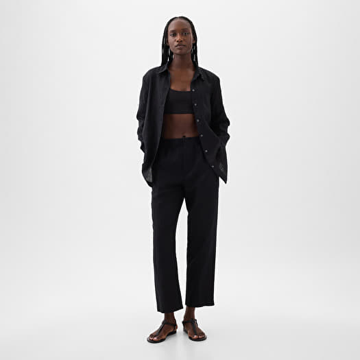 Cămașă GAP Linen Boyfriend Shirt Black