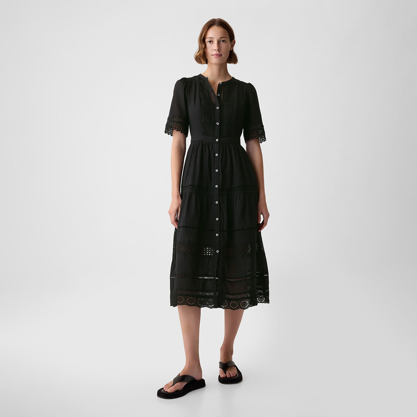 Jurk GAP Shortsleeve Midi Dress Black M