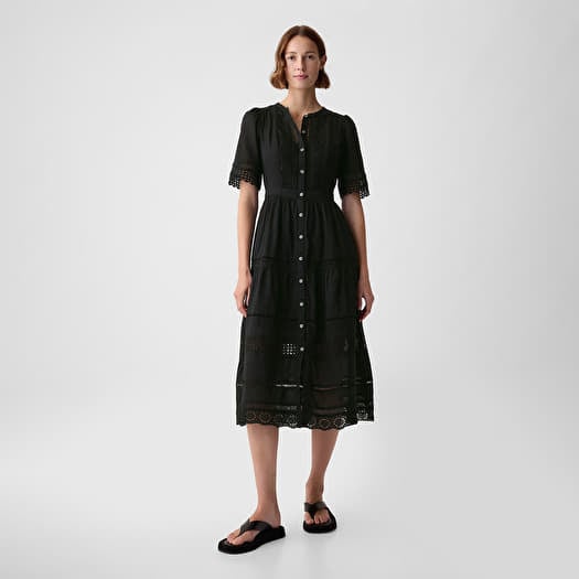 Sukienka GAP Shortsleeve Midi Dress Black