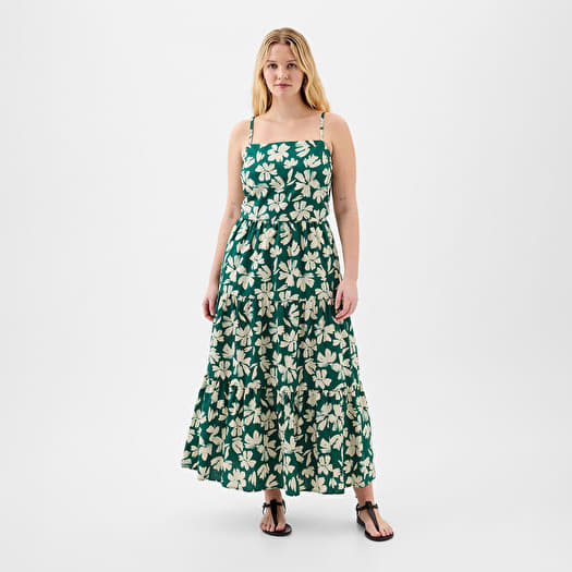 Klänning GAP Tiered Maxi Dress Green Floral