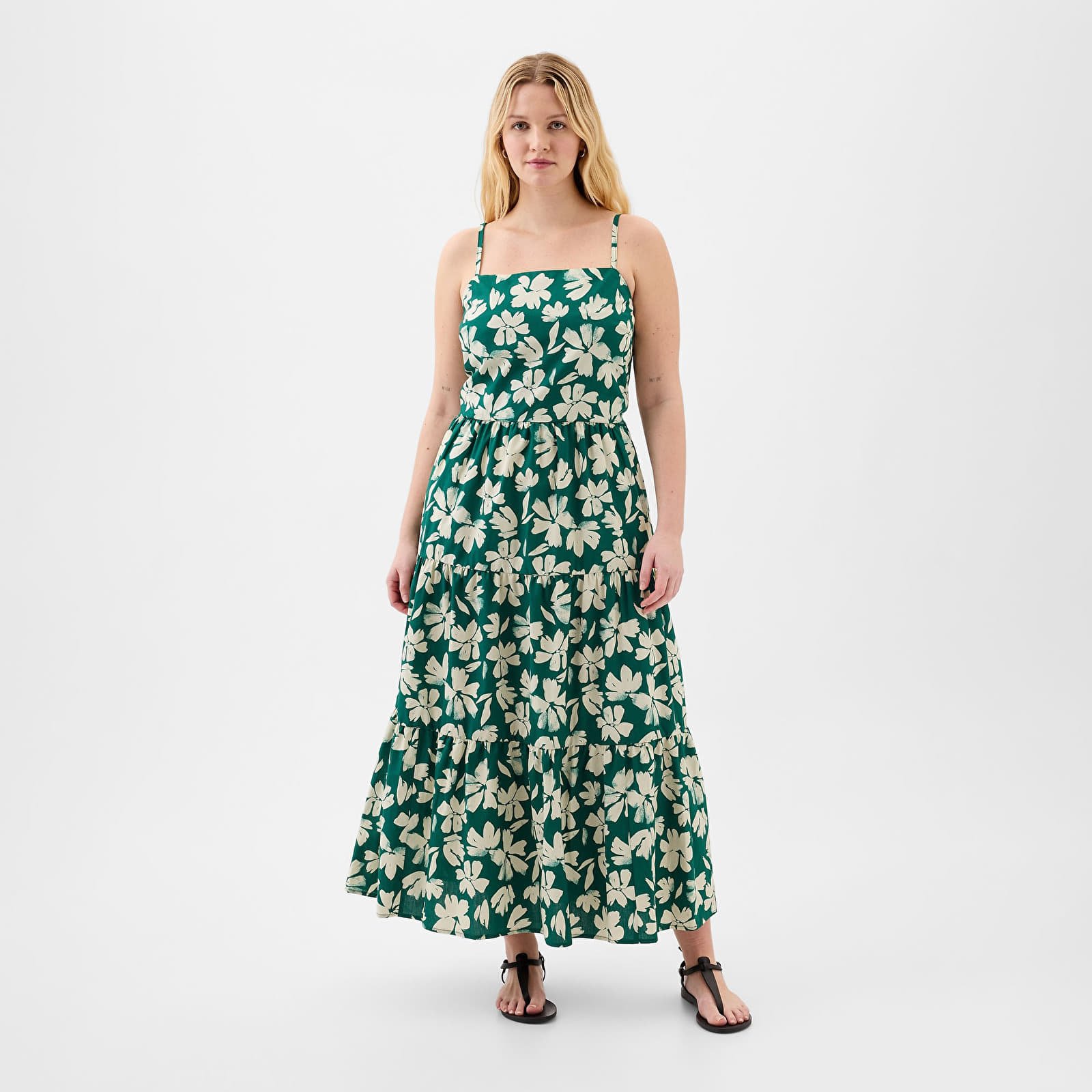 Dresses GAP Tiered Maxi Dress Green Floral