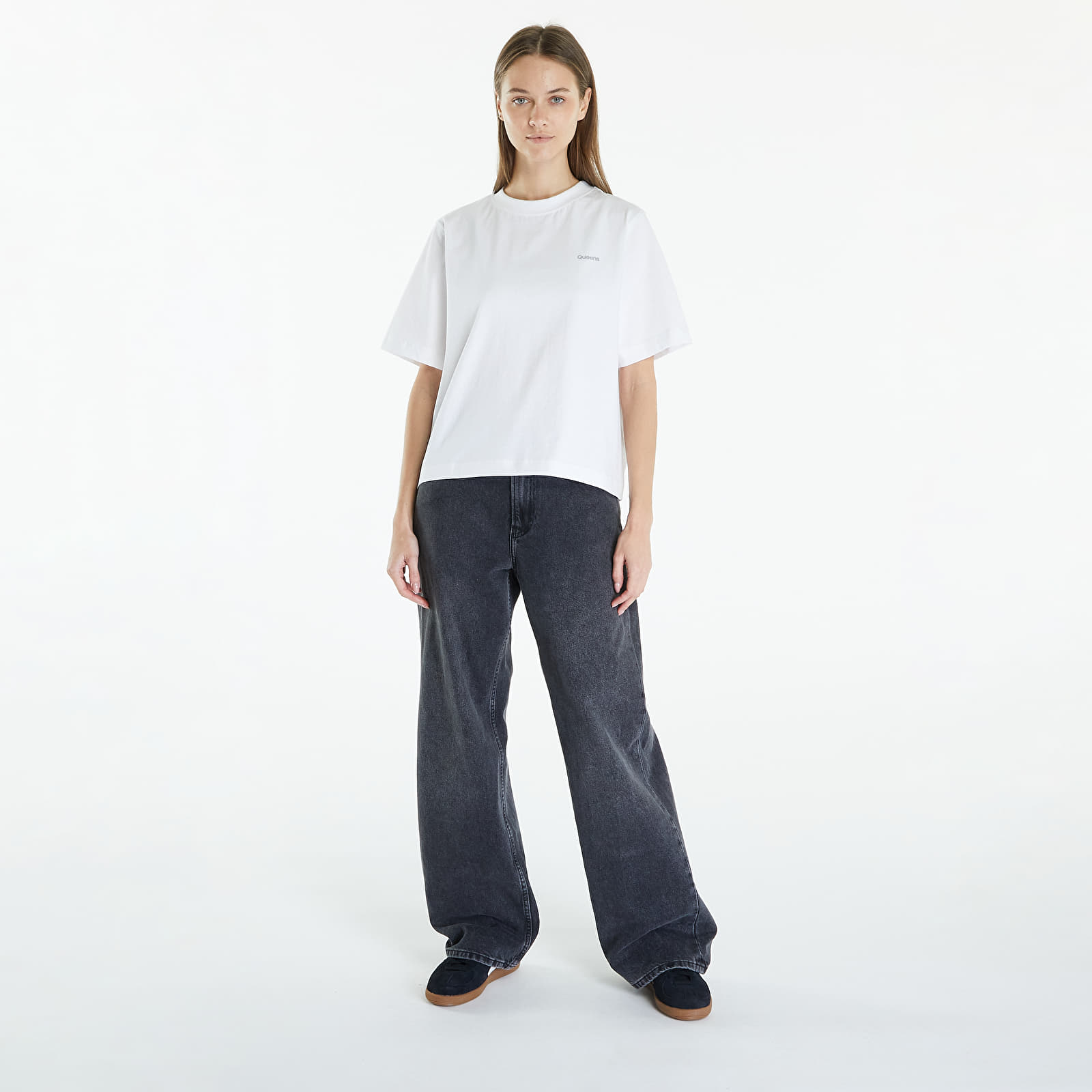 Majice Queens Women's Essential T-Shirt With Contrast Print White