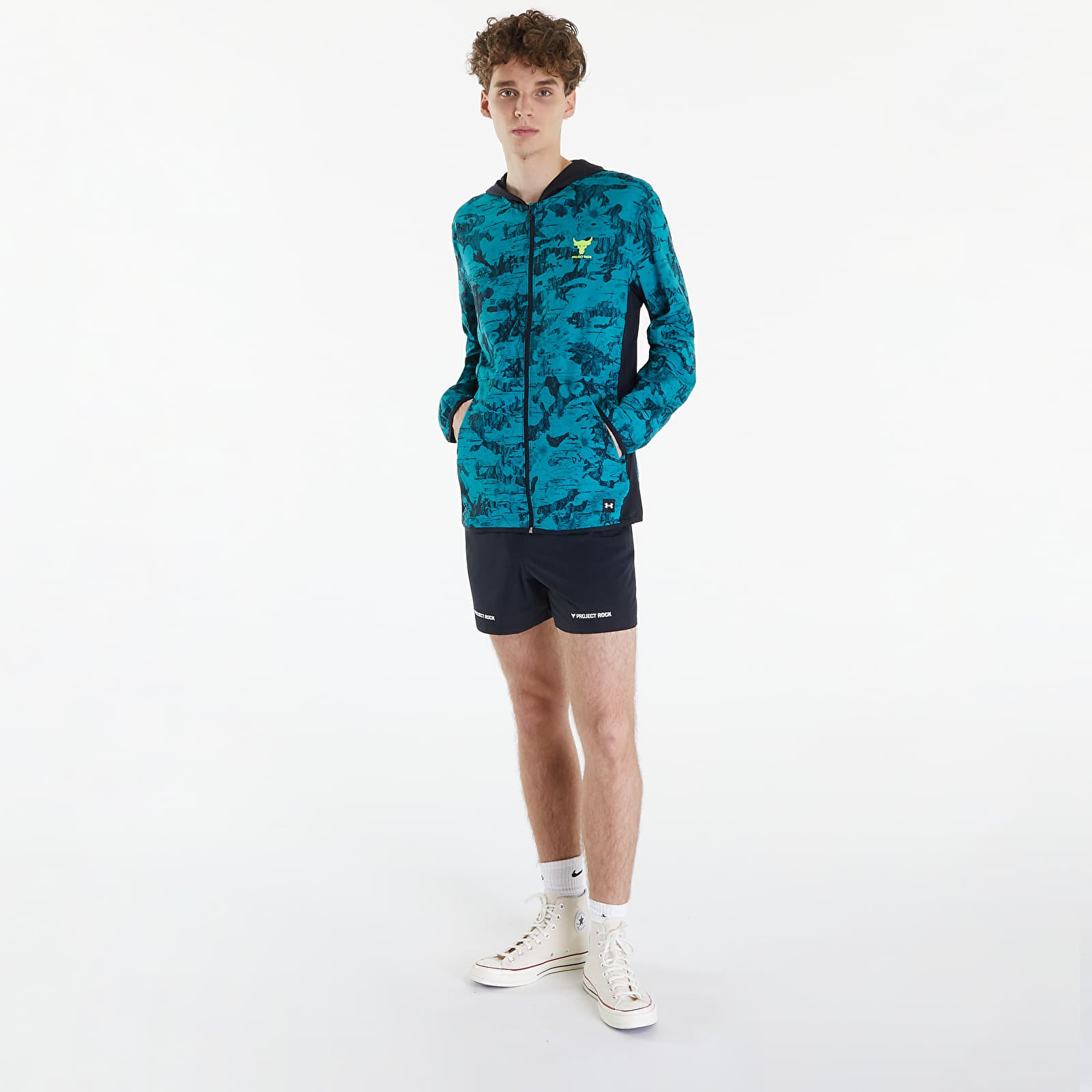 Jackets Under Armour Project Rock Iso Tide Hybrid Jacket Hydro Teal/ Black/ High-Vis Yellow
