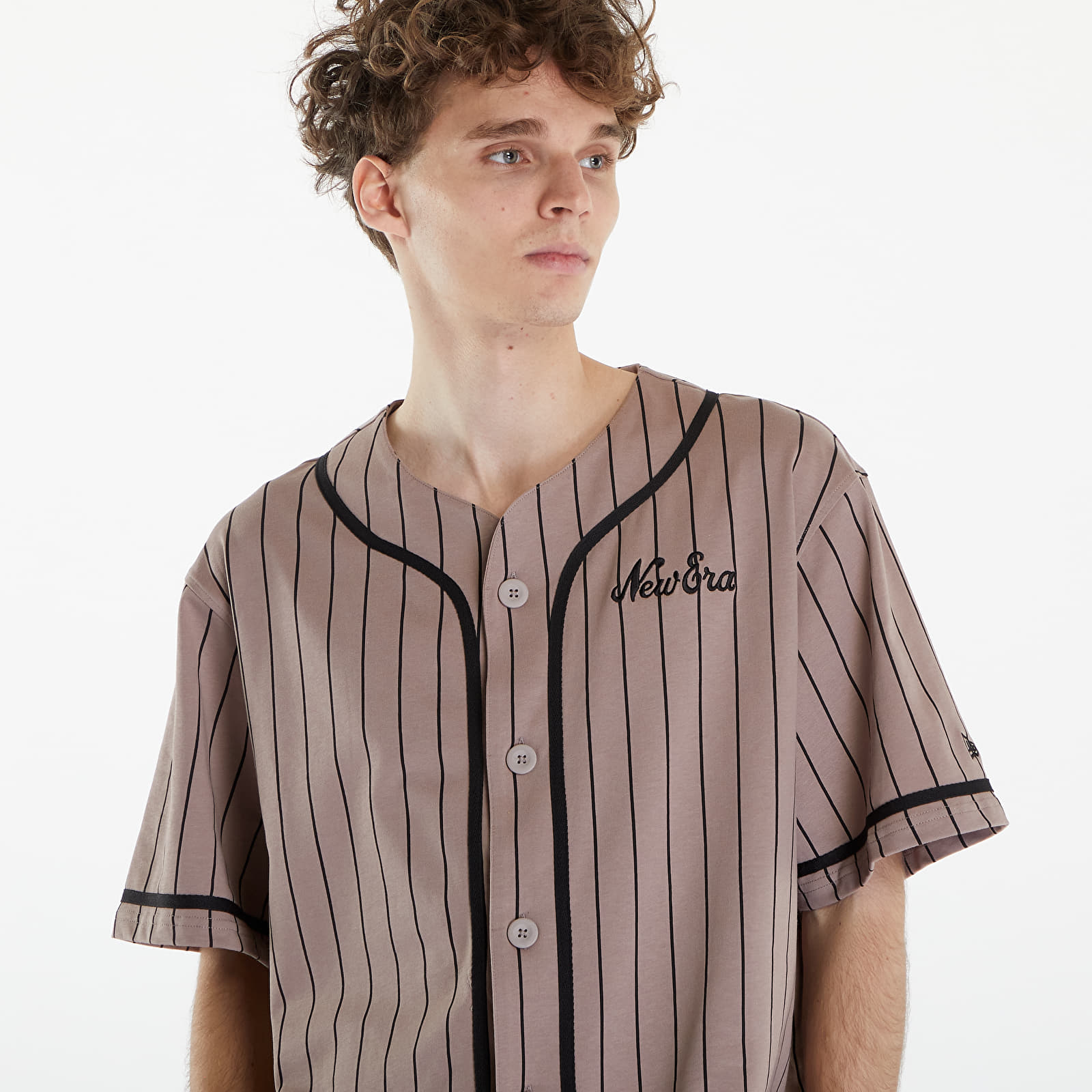T-shirts til mænd New Era Pinstripe Jersey Ash Brown/ Black