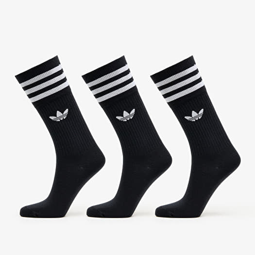 Socks adidas Solid Crew Sock 3 Pack Black White Queens