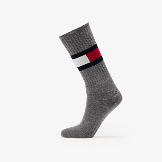 Ponožky Tommy Hilfiger TH Jeans Flag Socks Melange Dark Grey