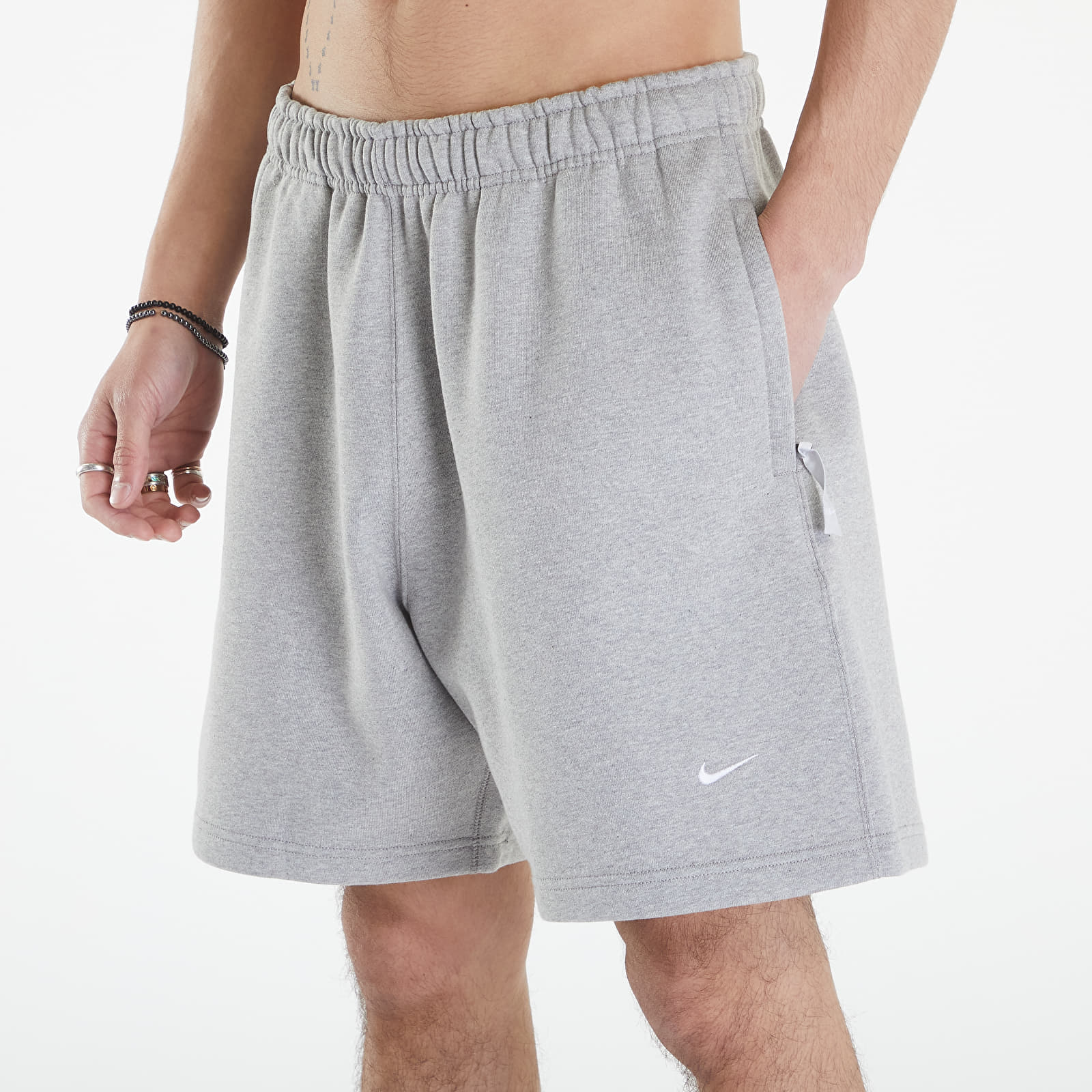 Shorts Nike Solo Swoosh Men's Fleece Shorts Dk Grey Heather/ White