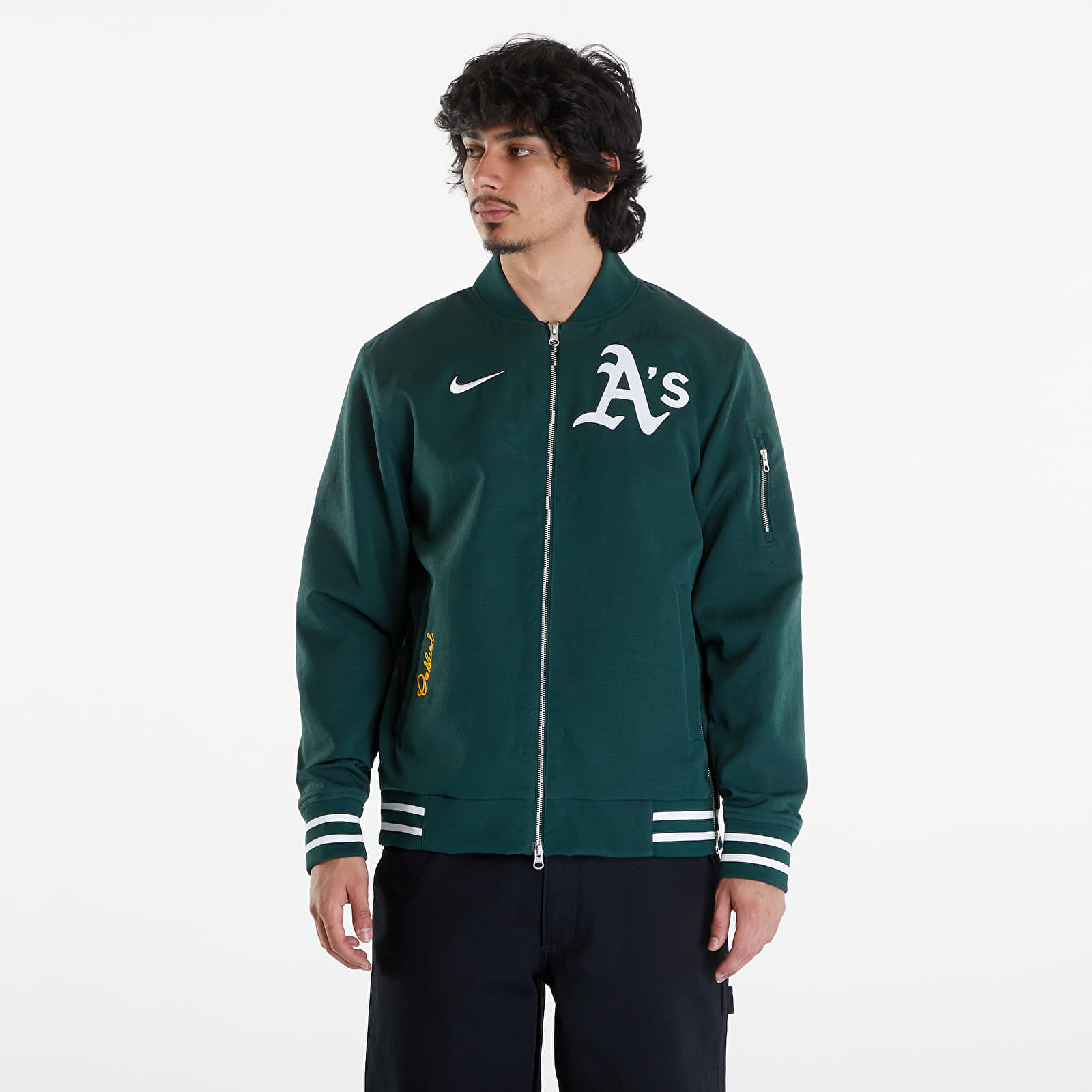 Bomber jackets Nike Men's AC Bomber Jacket Oakland Athletics Pro Green/ Pro Green/ White