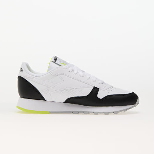Men s sneakers and shoes Reebok Classic Leather Core Black Ftw White Acid Yellow Queens