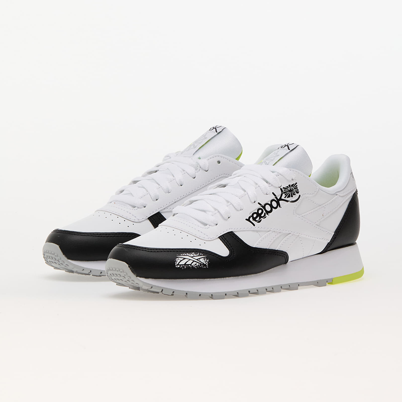 Men's sneakers and shoes Reebok Classic Leather Core Black/ Ftw White/ Acid Yellow