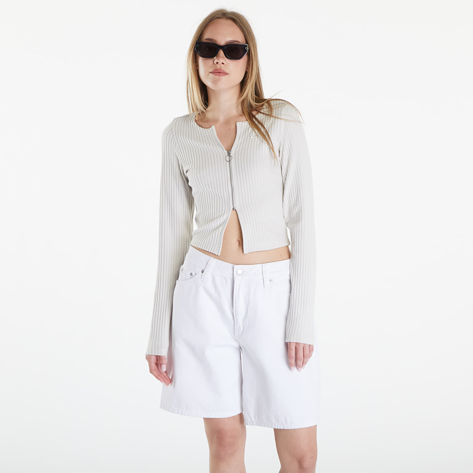 Majice Nike Sportswear Chill Knit Women's Slim Full-Zip Ribbed Cardigan Light Orewood Brown/Light Orewood Brown