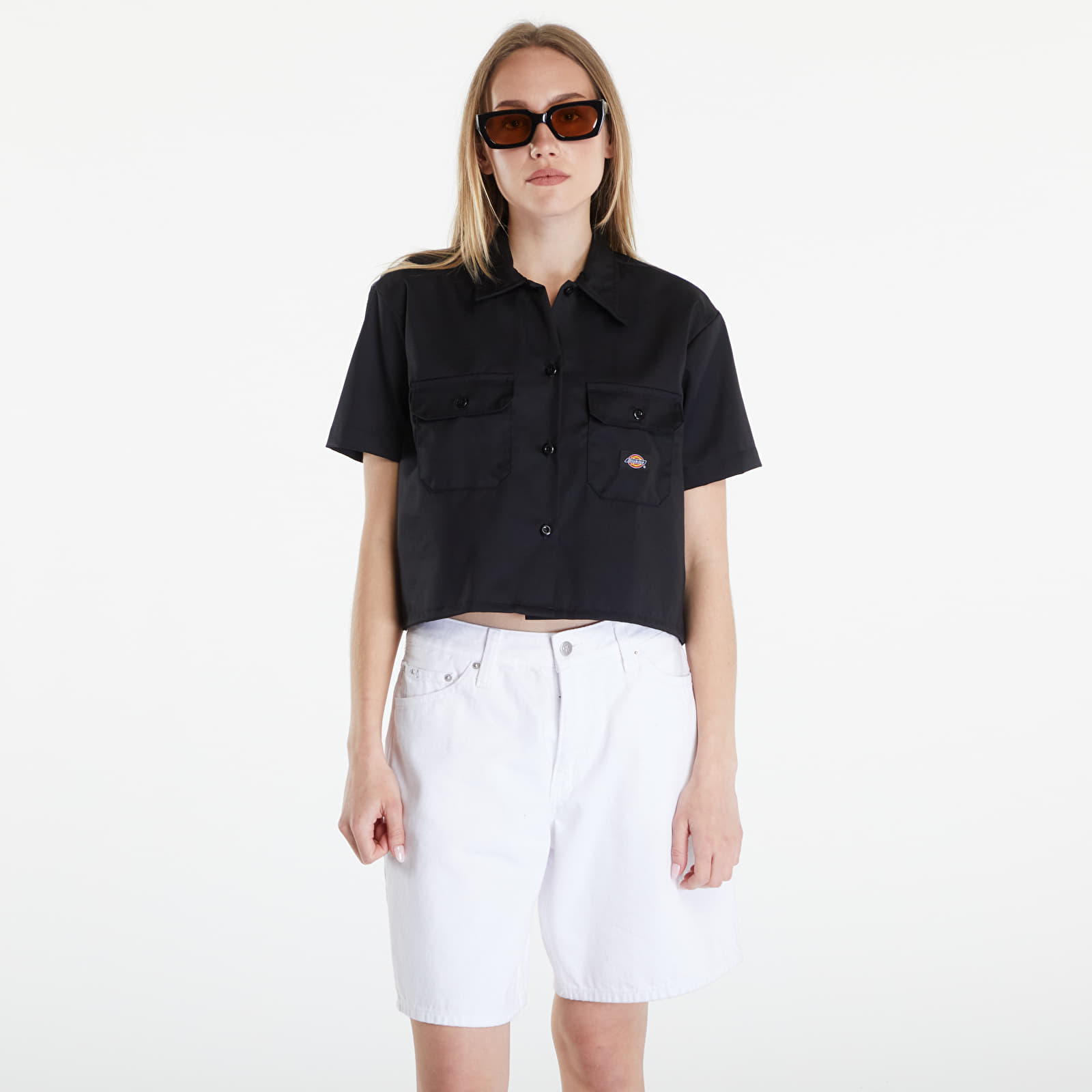Dámské košile Dickies Cropped Short Sleeve Work Shirt Black