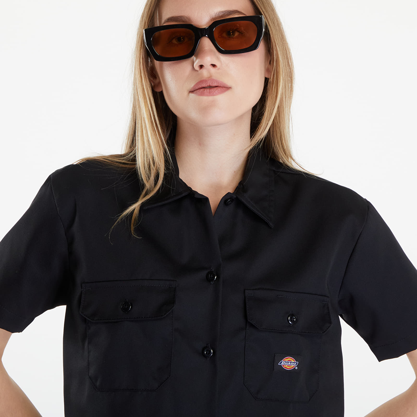 Dámské košile Dickies Cropped Short Sleeve Work Shirt Black