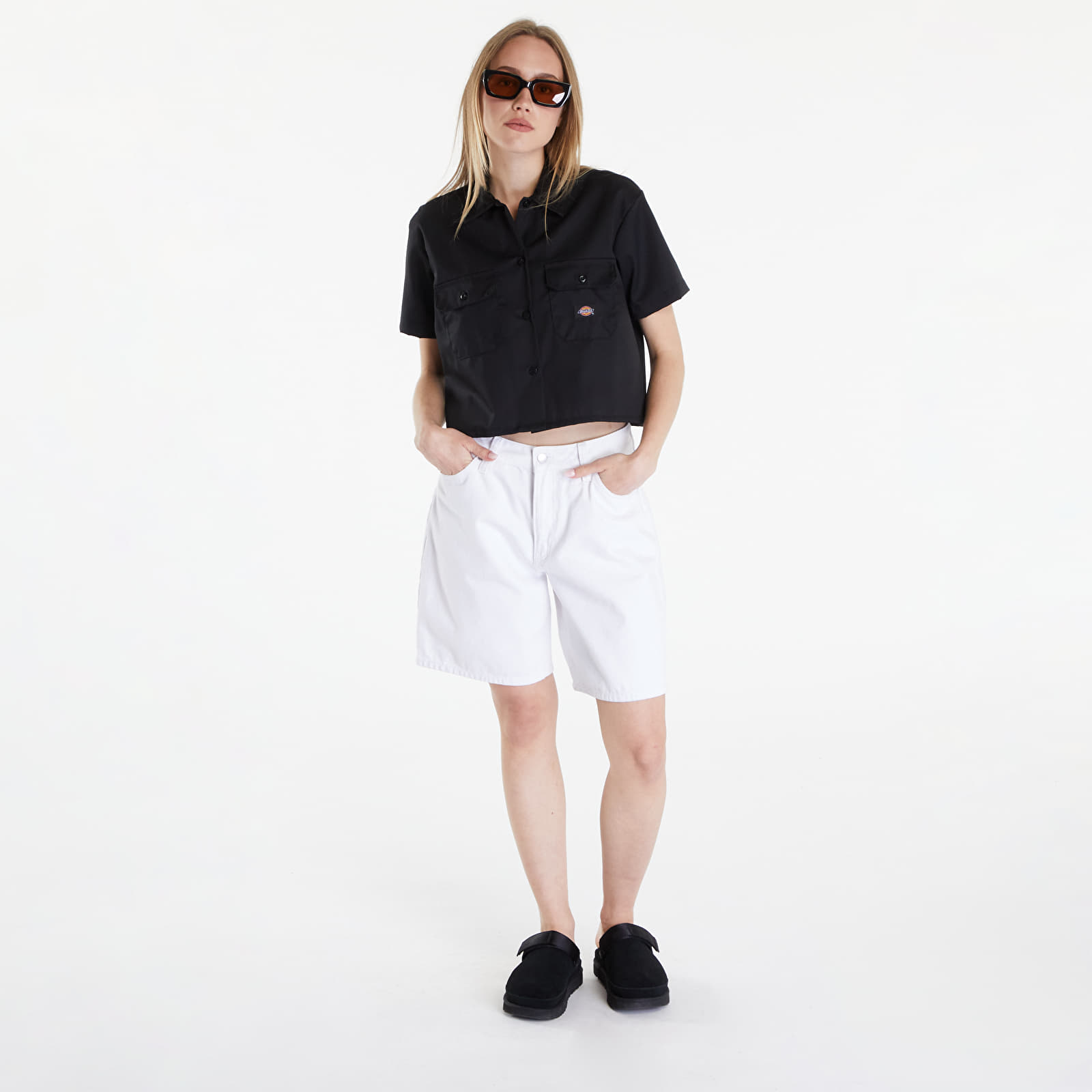 Dámské košile Dickies Cropped Short Sleeve Work Shirt Black