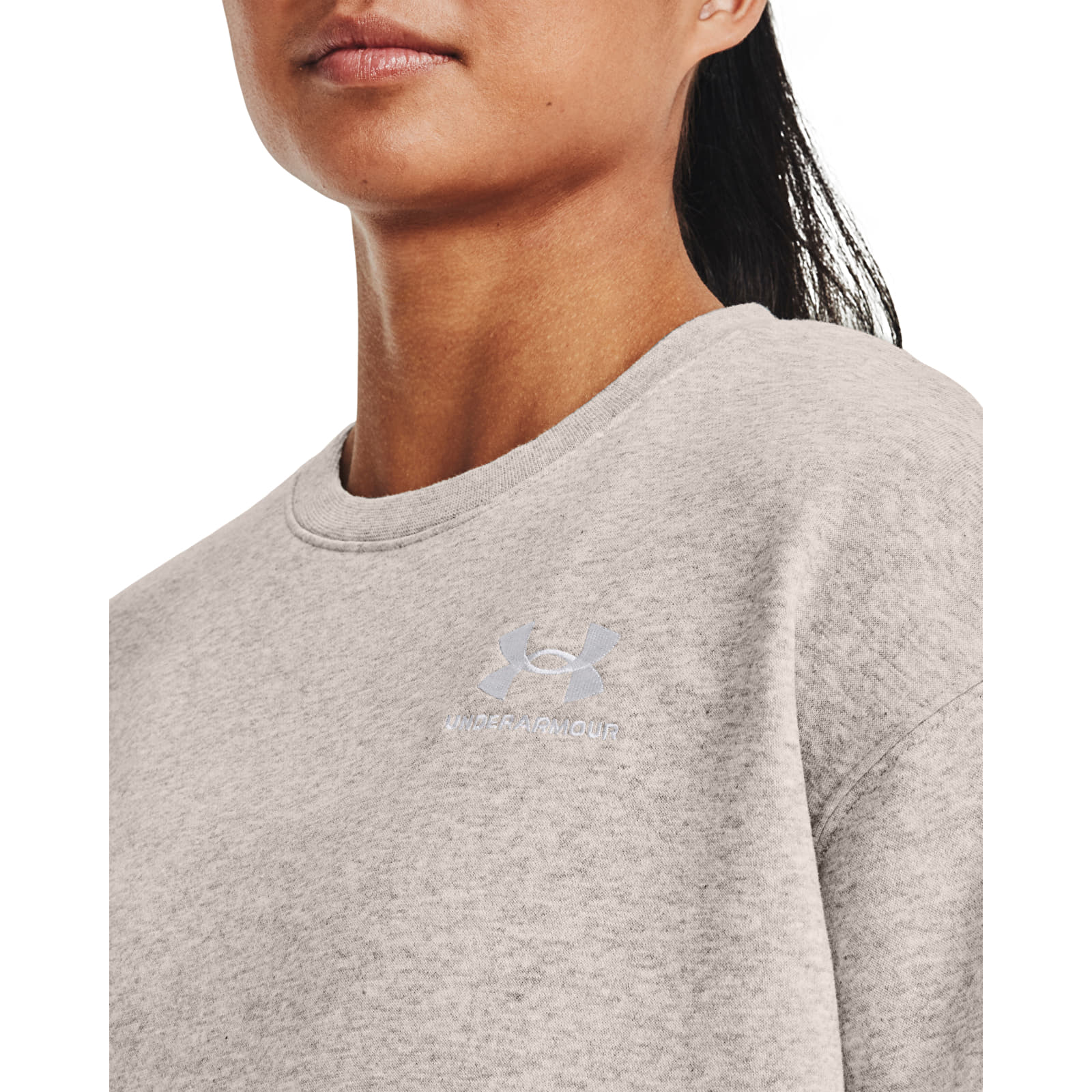 Sudaderas Under Armour Essential Fleece Crew Ghost Gray Light Heather