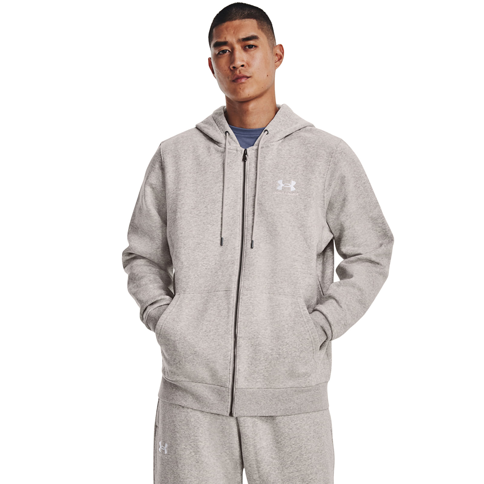 Sweatshirts Under Armour Essential Fleece Fz Hood Ghost Gray Medium Heather