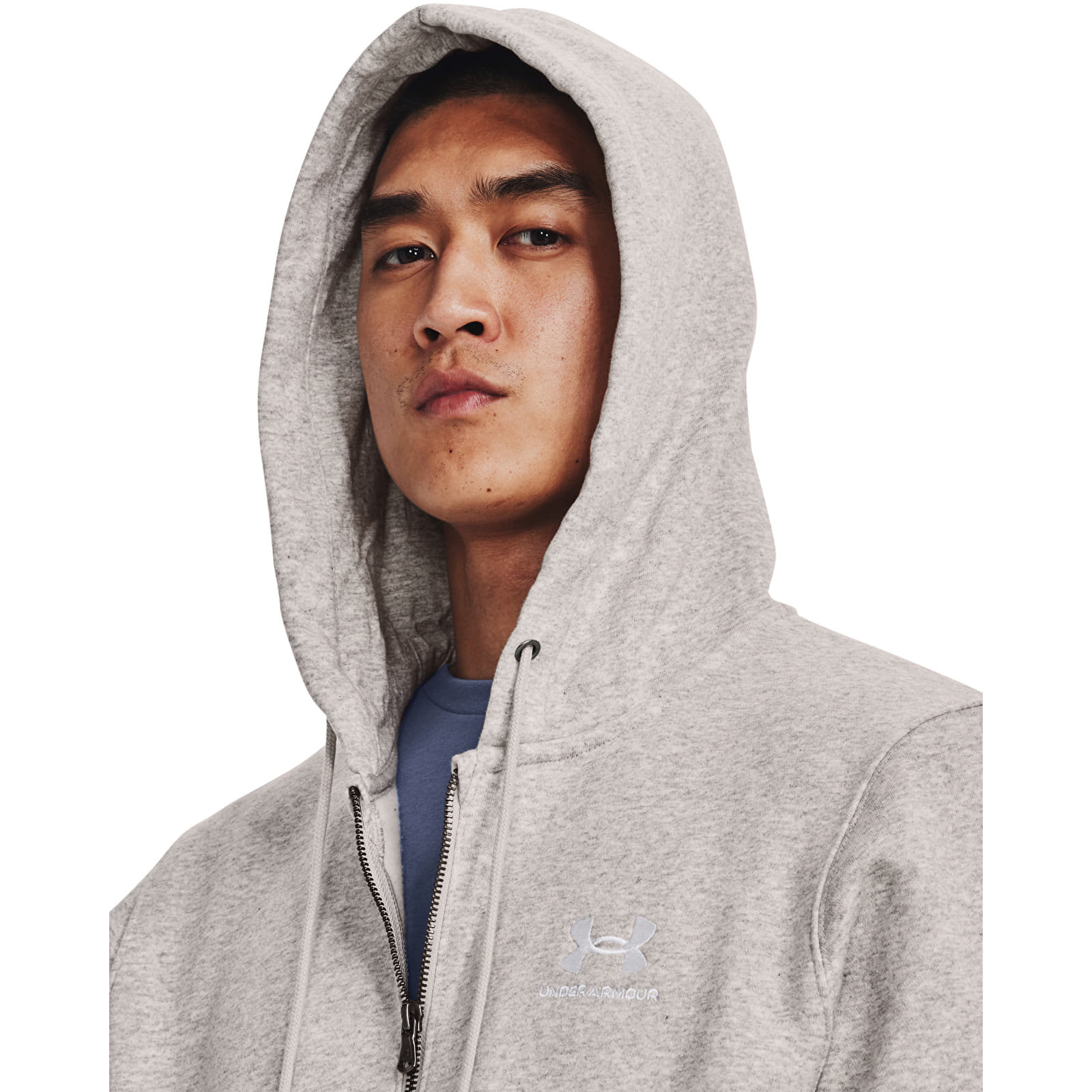 Sweatshirts Under Armour Essential Fleece Fz Hood Ghost Gray Medium Heather