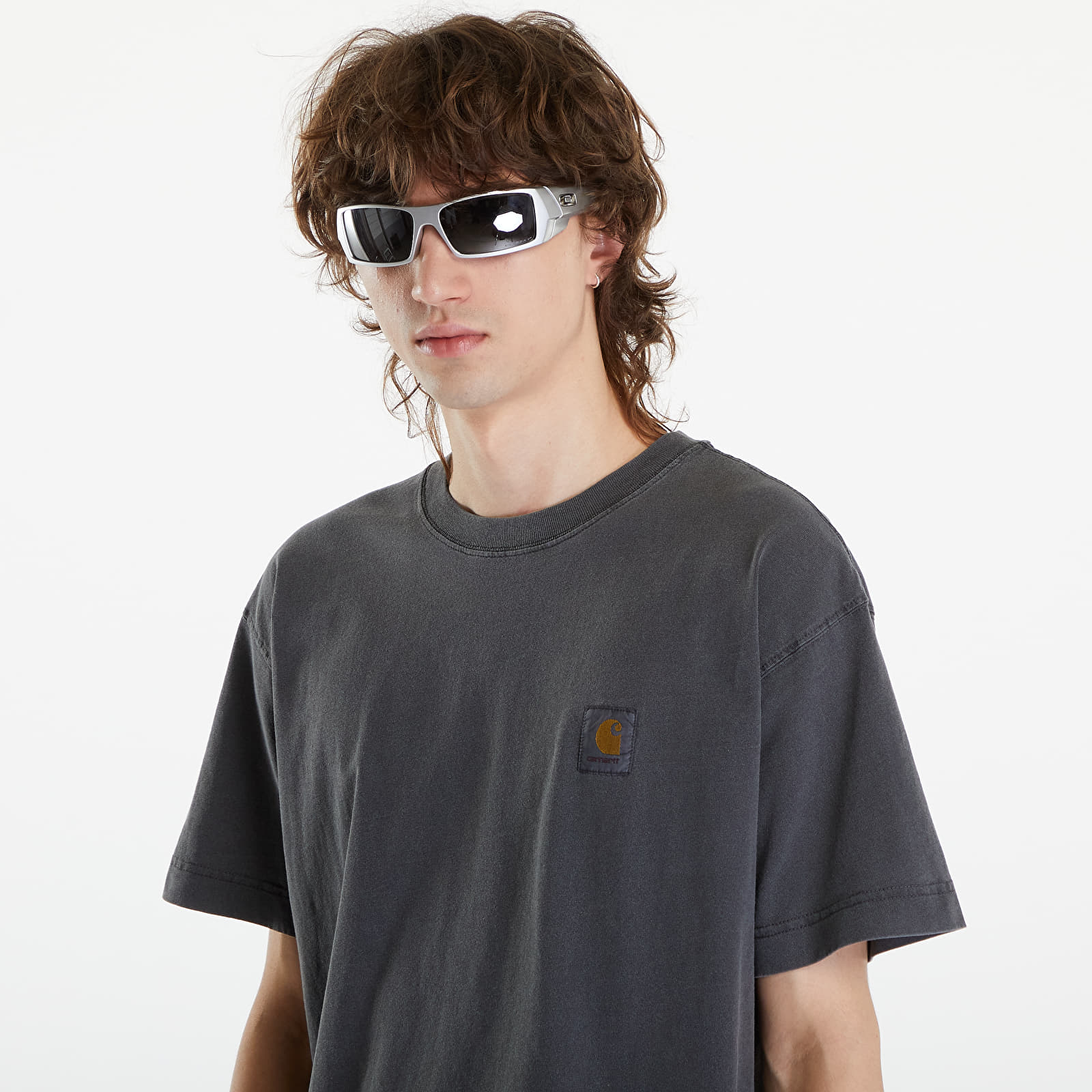 Pánská trička Carhartt WIP Nelson Short Sleeve T-Shirt UNISEX Charcoal Garment Dyed