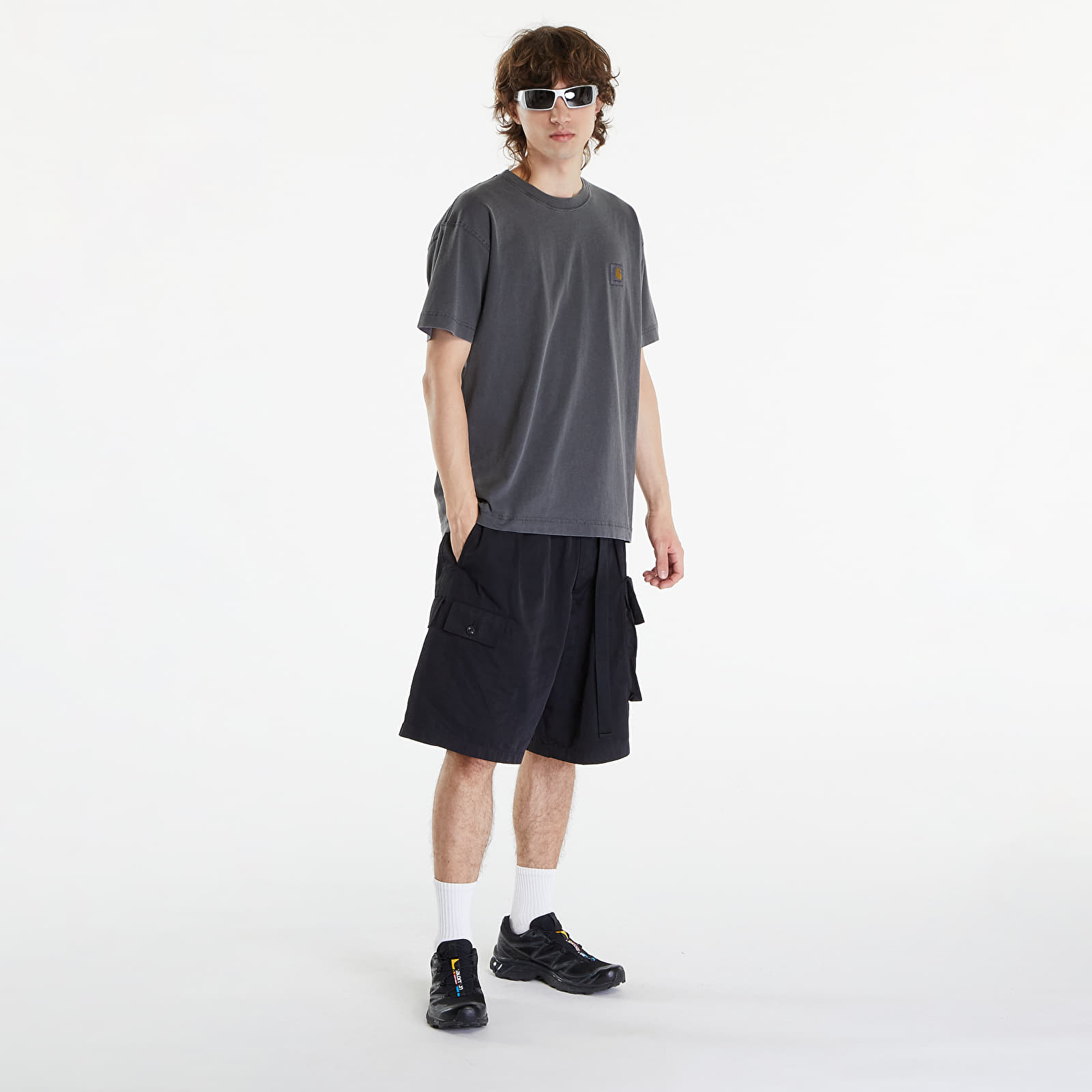 Pánská trička Carhartt WIP Nelson Short Sleeve T-Shirt UNISEX Charcoal Garment Dyed