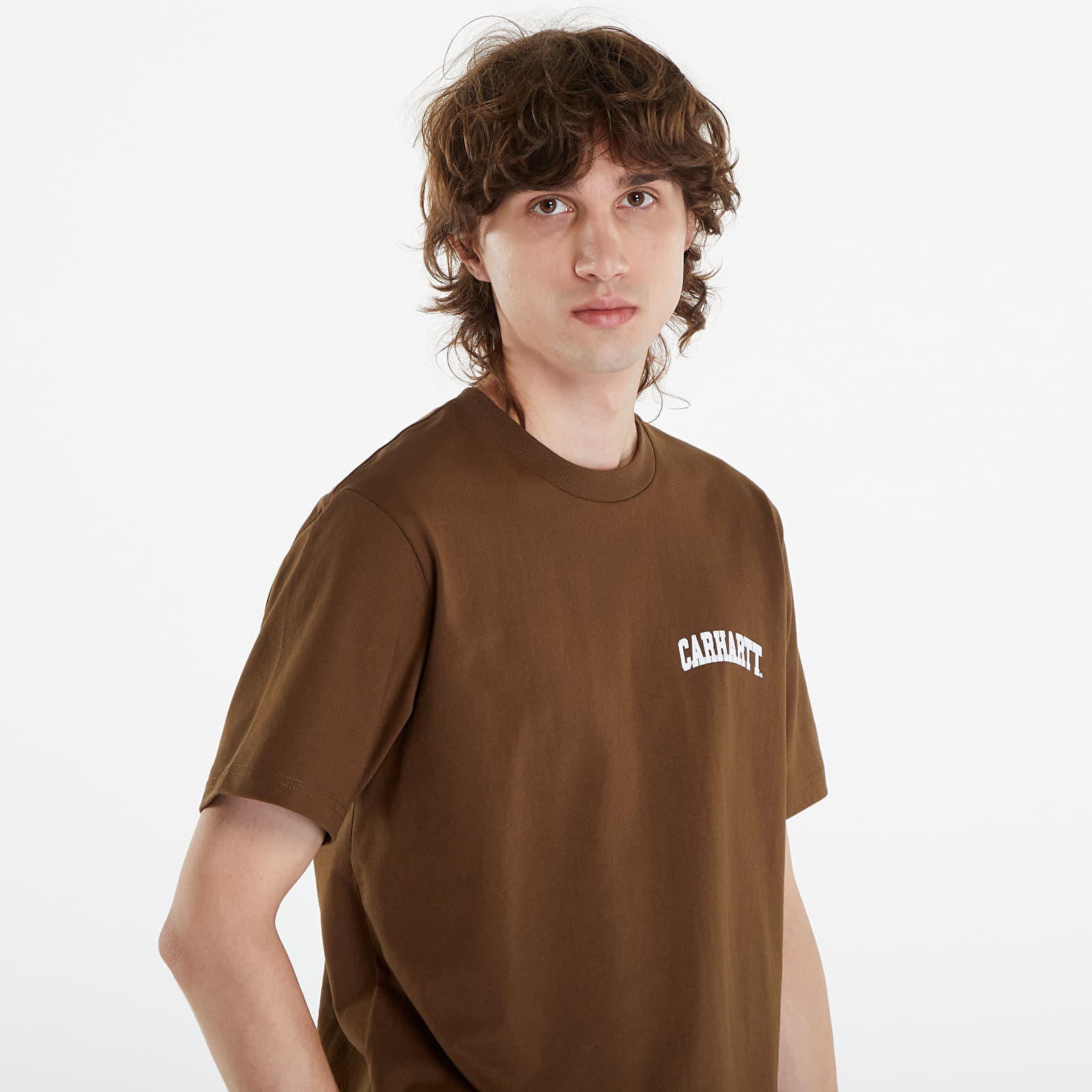T-shirty męskie Carhartt WIP University Script Short Sleeve T-Shirt UNISEX Lumber/ White