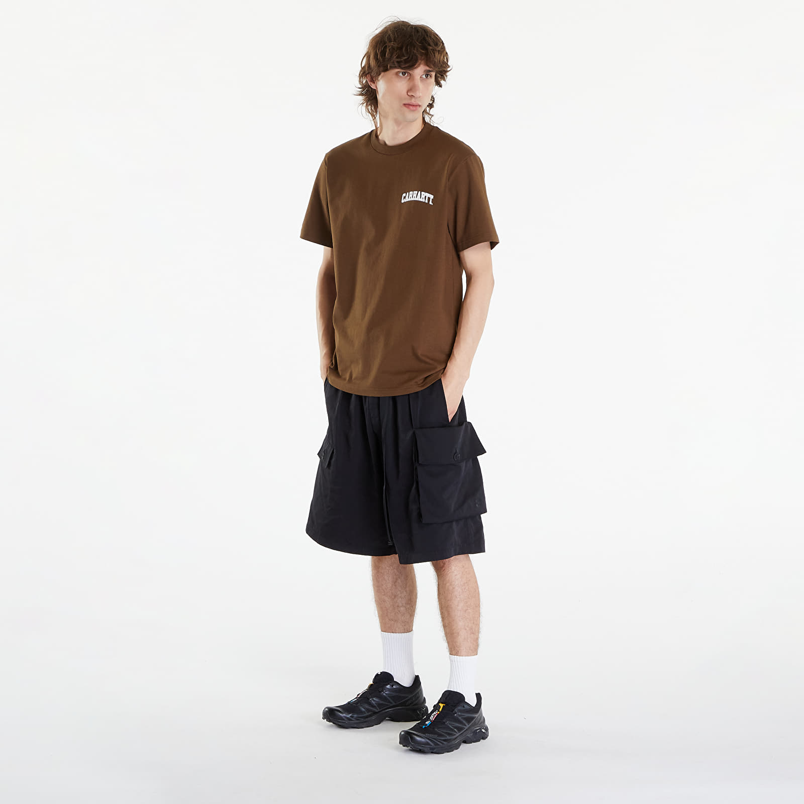 T-shirty męskie Carhartt WIP University Script Short Sleeve T-Shirt UNISEX Lumber/ White