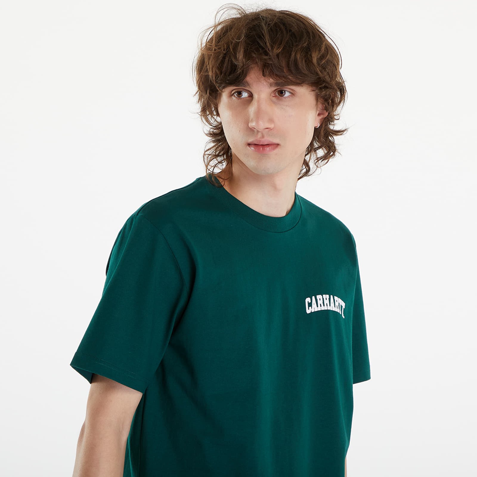 Men's T-shirts Carhartt WIP University Script Short Sleeve T-Shirt UNISEX Chervil/ White