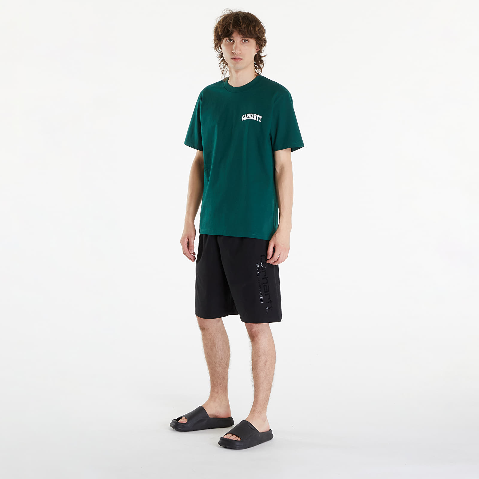 Men's T-shirts Carhartt WIP University Script Short Sleeve T-Shirt UNISEX Chervil/ White