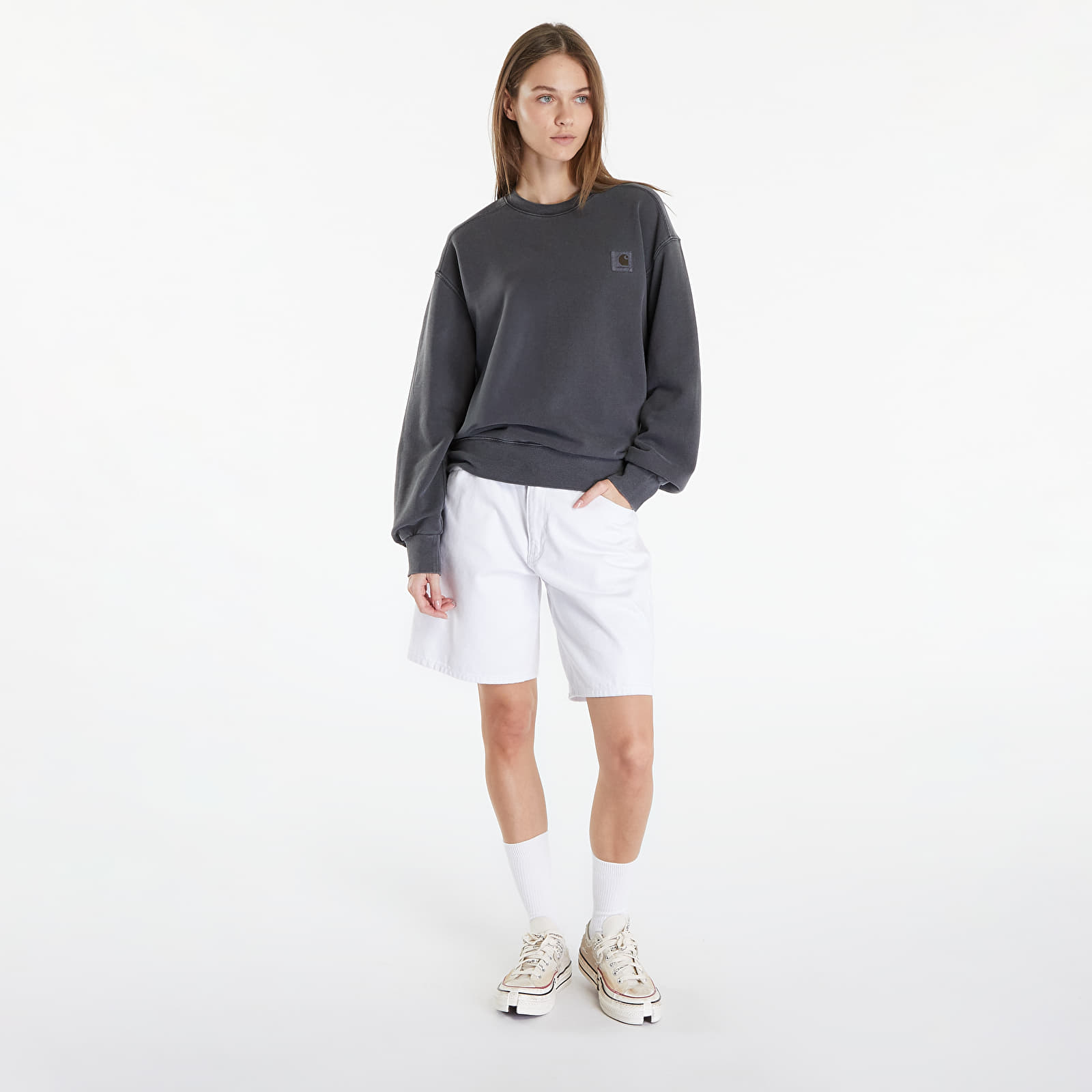 Sudaderas de hombre Carhartt WIP Nelson Sweatshirt UNISEX Charcoal Garment Dyed