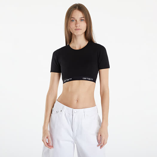 Dames T shirts Carhartt WIP W Script Crop Top Black Queens