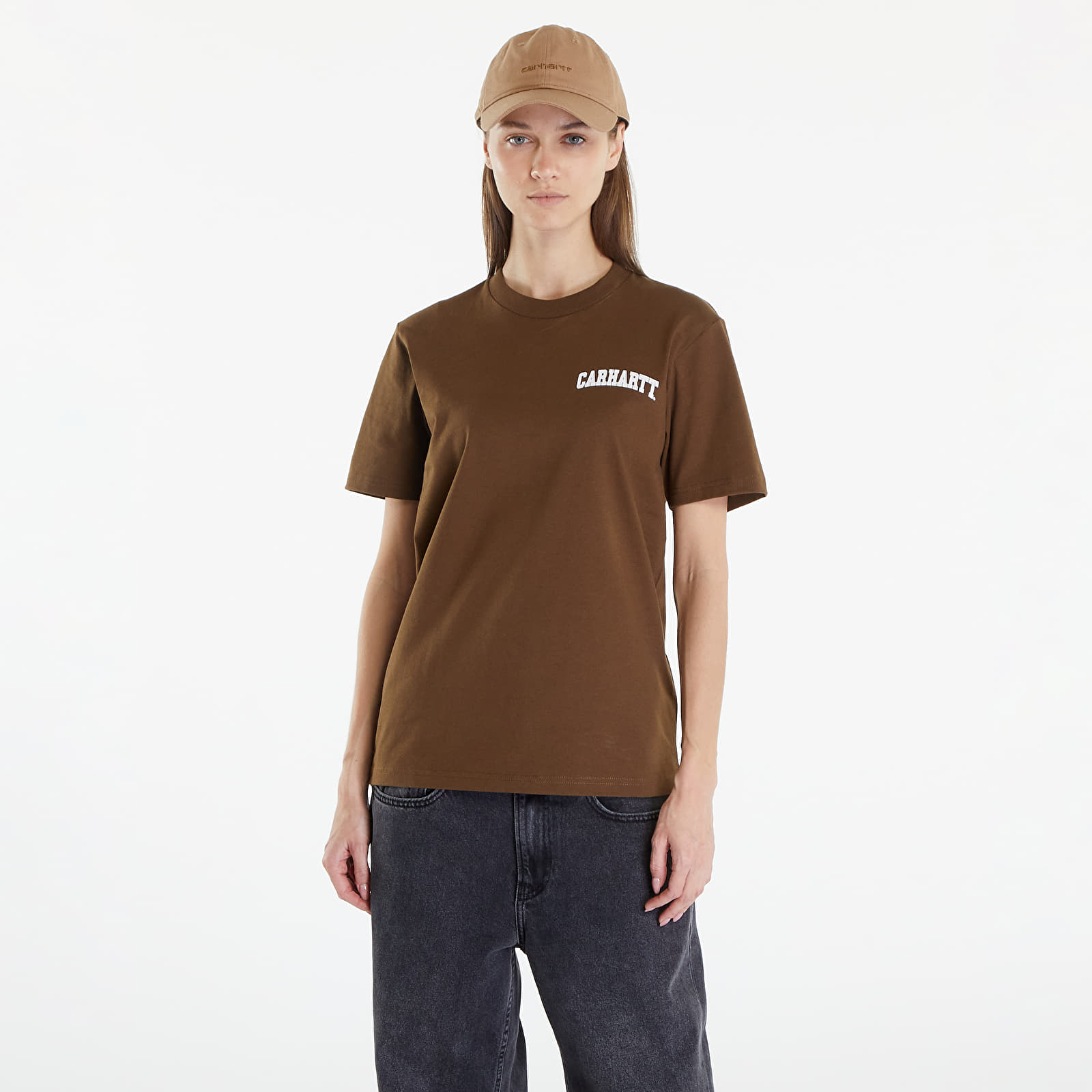 T-shirty męskie Carhartt WIP University Script Short Sleeve T-Shirt UNISEX Lumber/ White