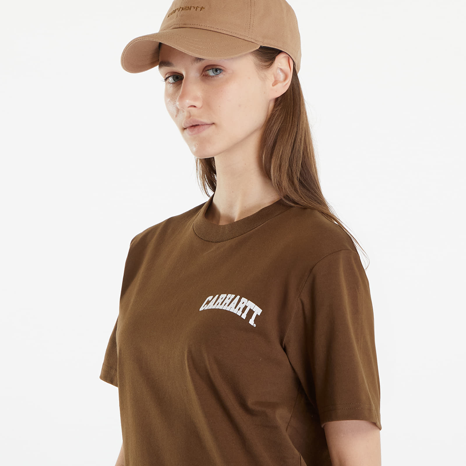 T-shirty męskie Carhartt WIP University Script Short Sleeve T-Shirt UNISEX Lumber/ White