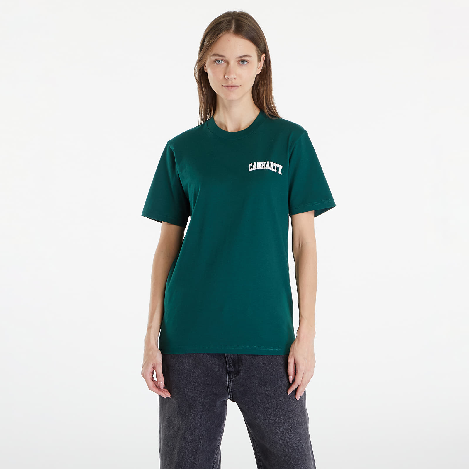Men's T-shirts Carhartt WIP University Script Short Sleeve T-Shirt UNISEX Chervil/ White
