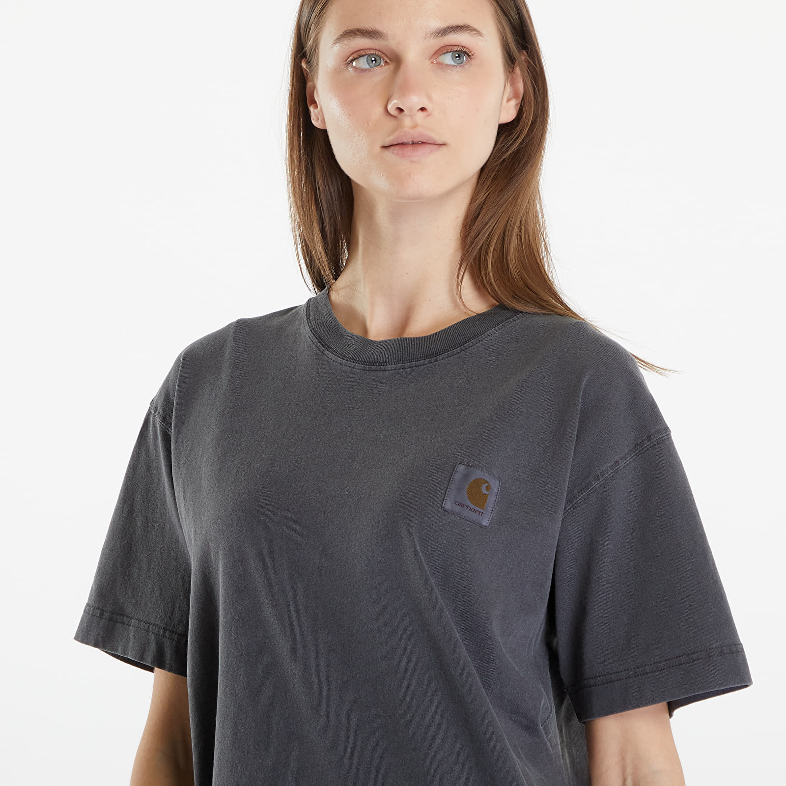 Miesten T-paidat Carhartt WIP Nelson Short Sleeve T-Shirt UNISEX Charcoal Garment Dyed