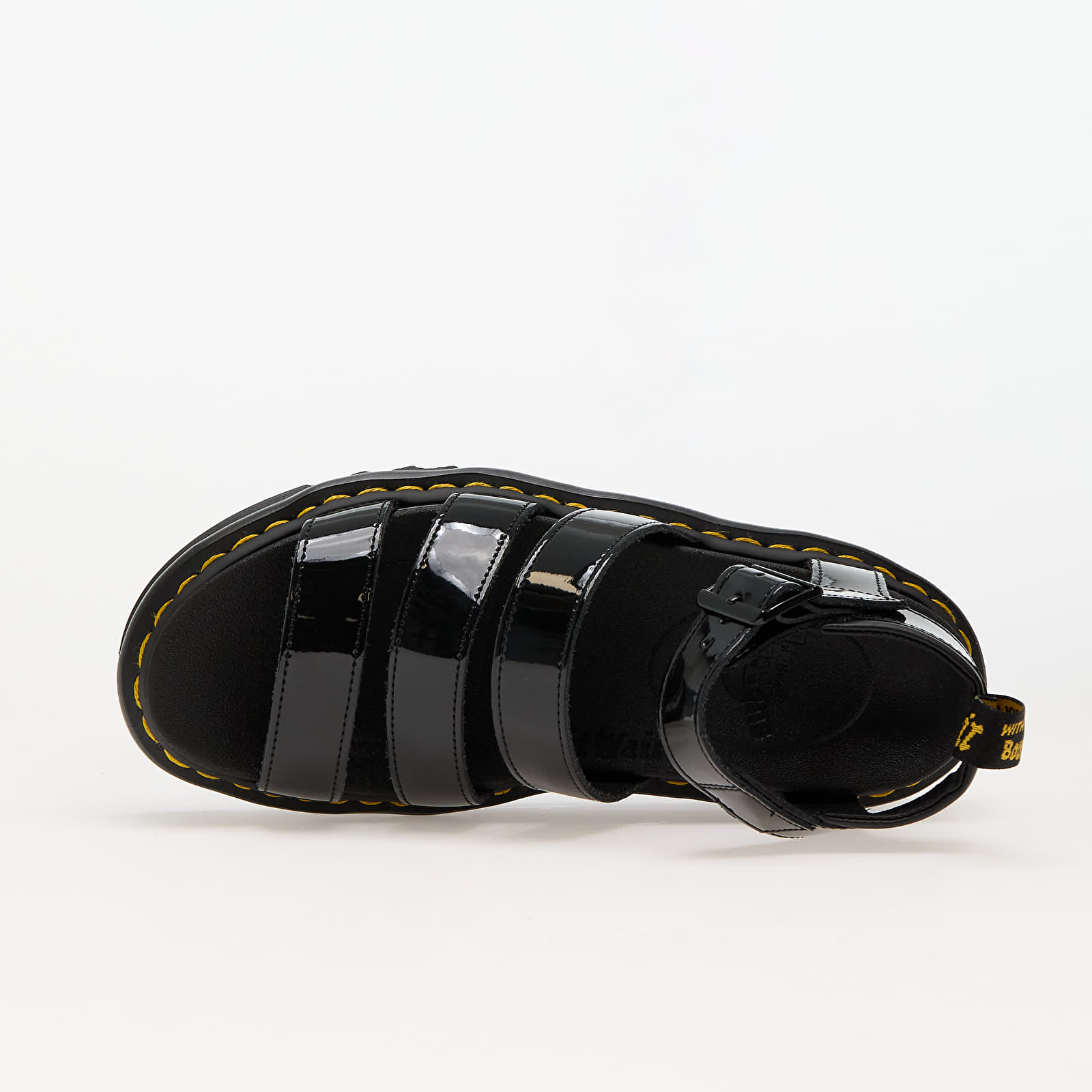 Încălțăminte și sneakerși pentru femei Dr. Martens Blaire 3 Strap Sandal Black Patent Lamper
