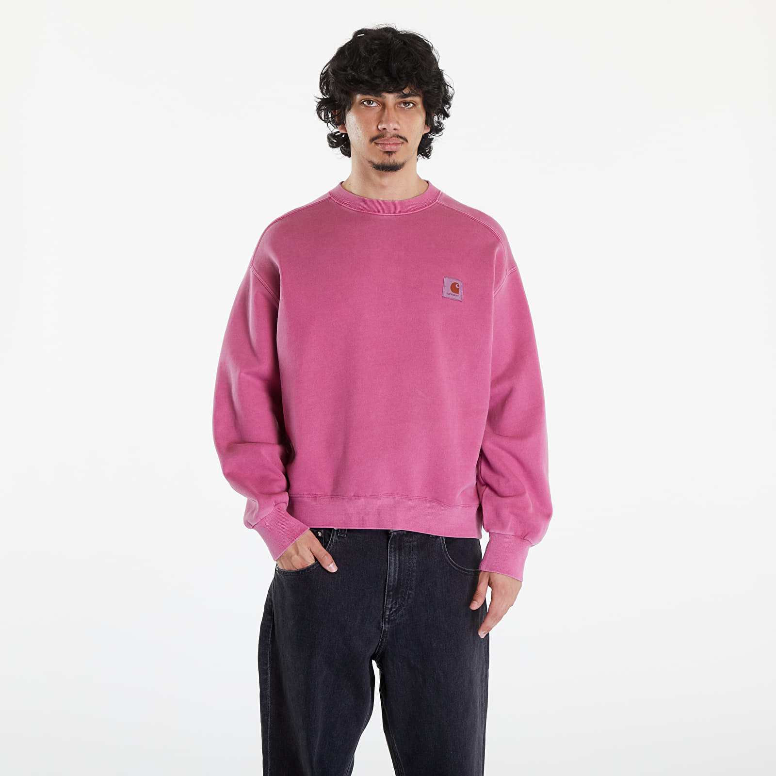 Sweatshirts pour hommes Carhartt WIP Nelson Sweatshirt UNISEX Magenta Garment Dyed Queens