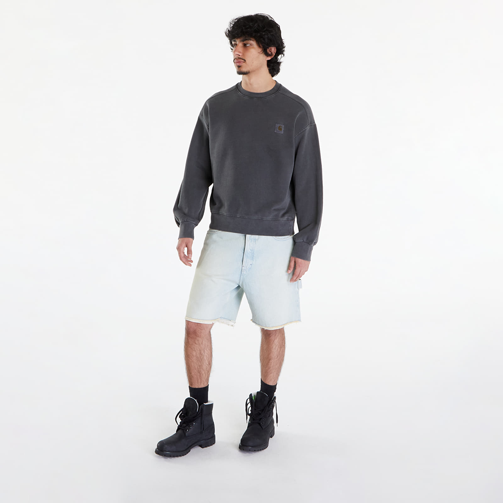 Sudaderas de hombre Carhartt WIP Nelson Sweatshirt UNISEX Charcoal Garment Dyed