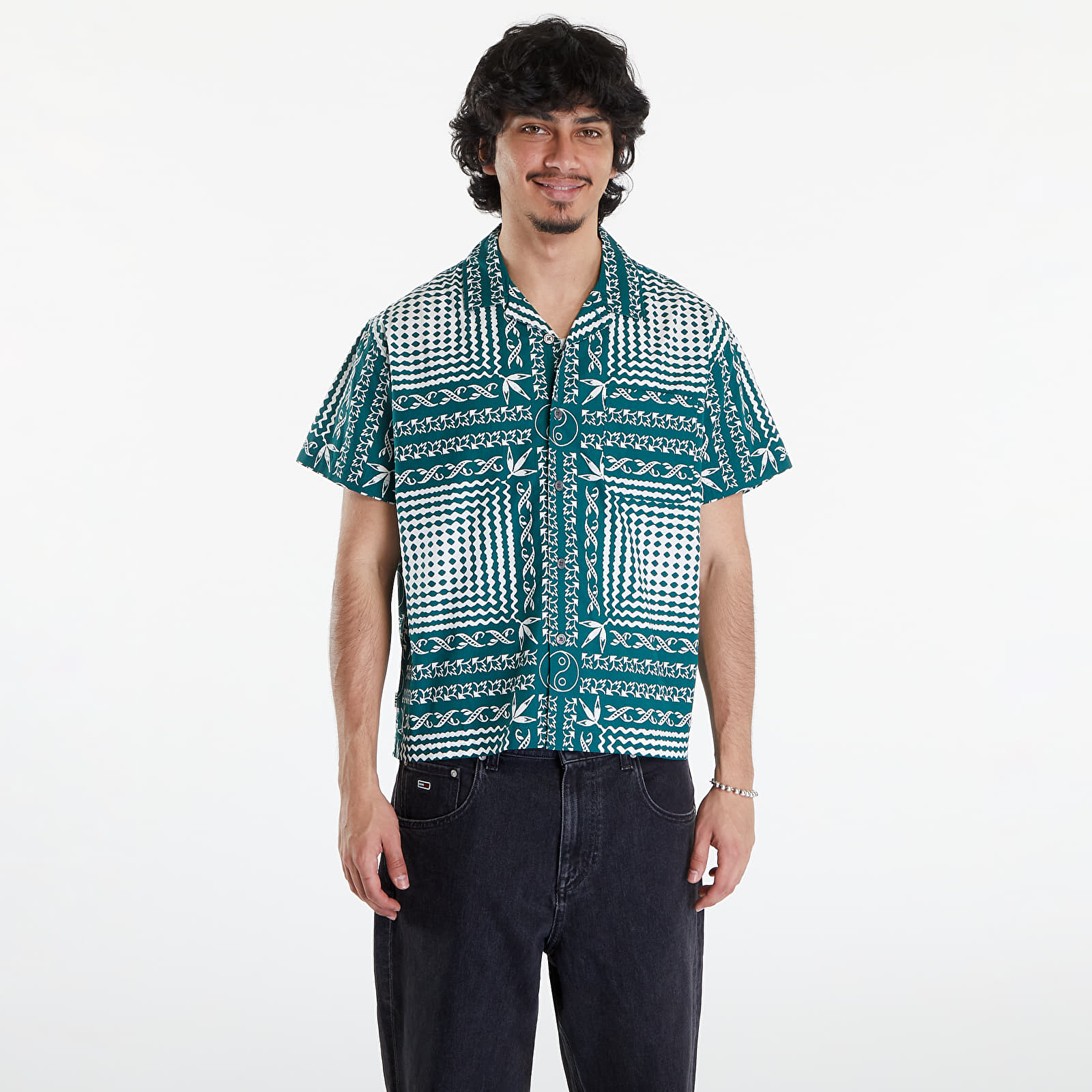 Košile OBEY Cortex Woven Shirt Aventurine Green/ Multi